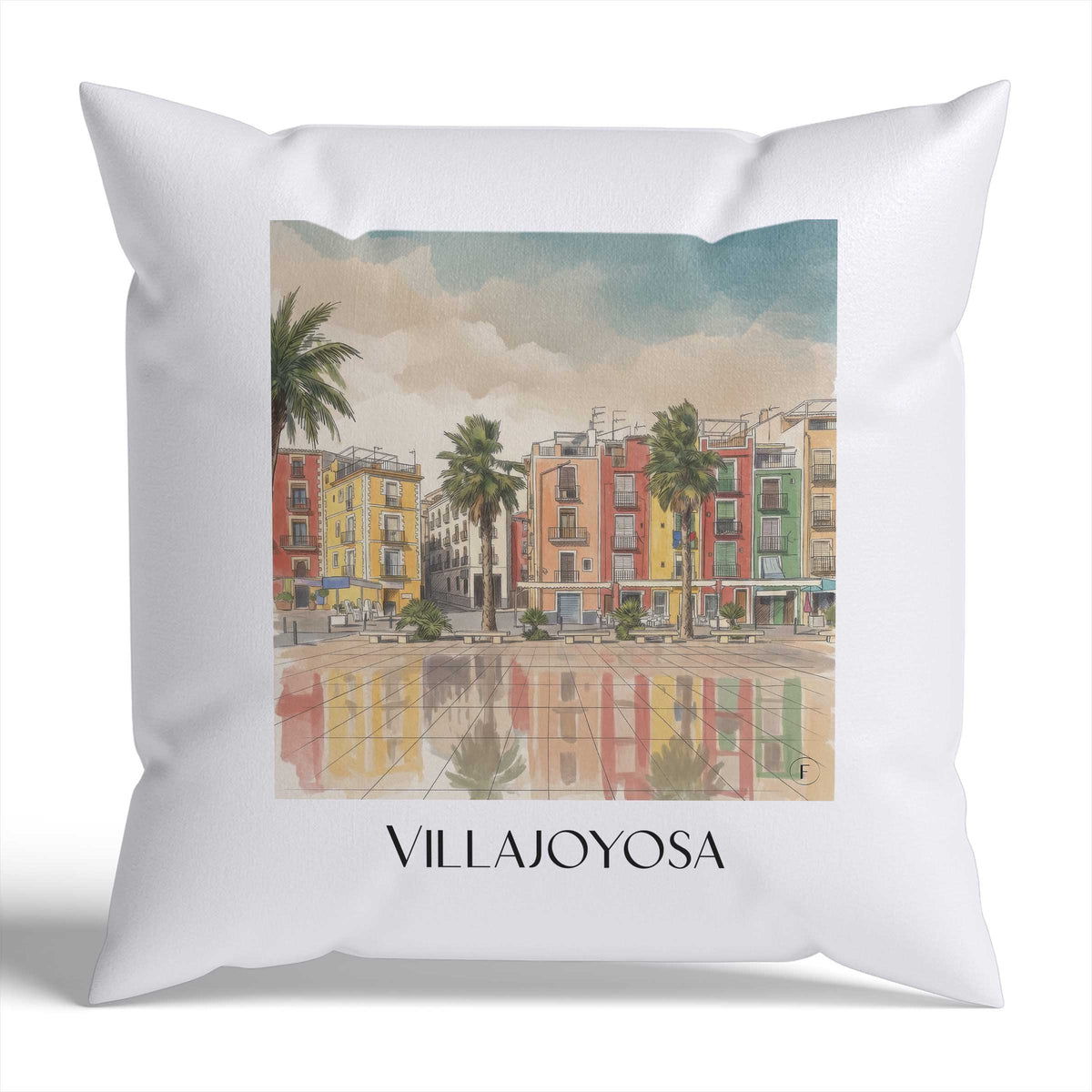 Villajoyosa Kissenhülle - Zierkissen Bezug - Spanien - Spanien Kissen bzw. Kissenbezug im Aquarell Stil - favplace