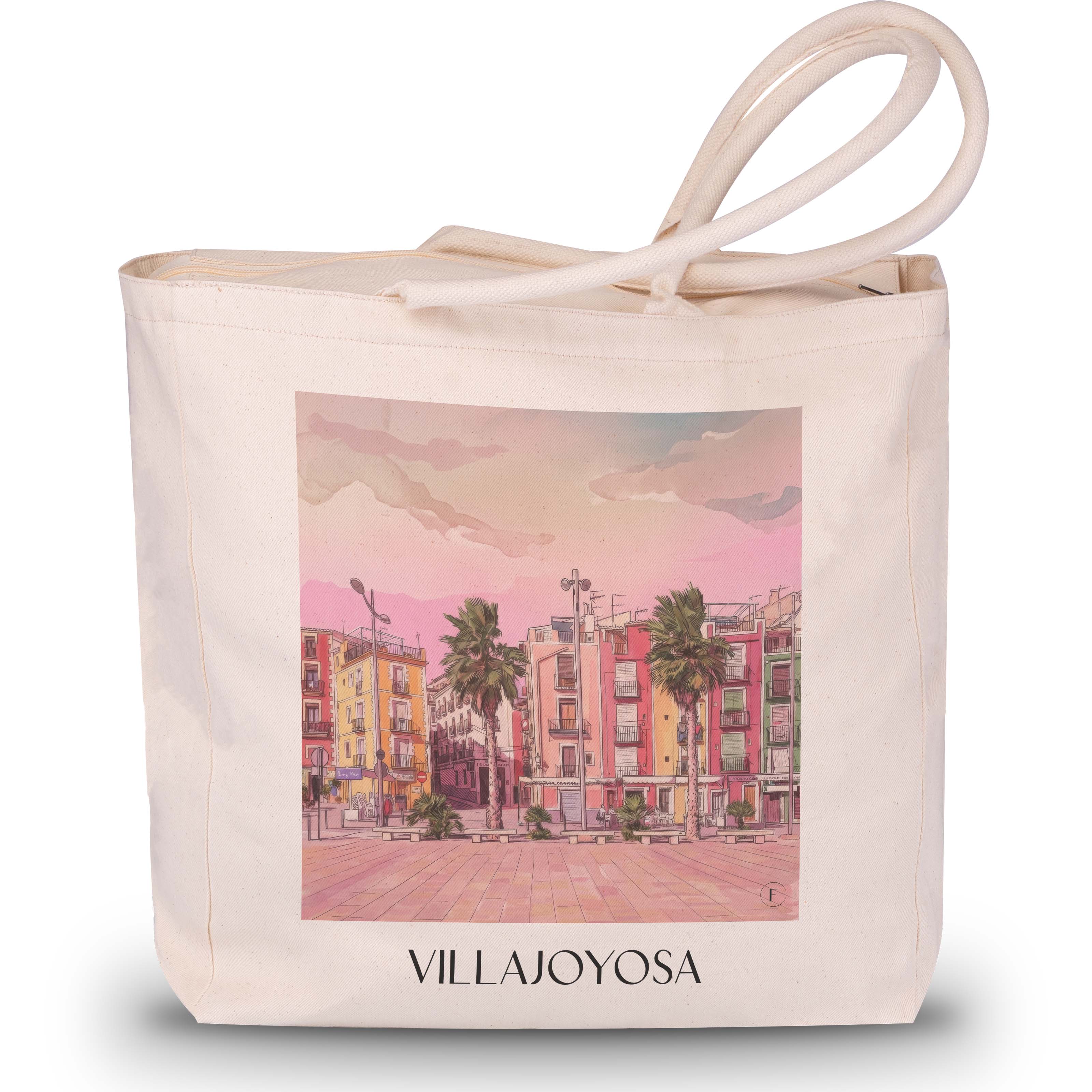 villajoyosa-spanien-spanien-einkaufstasche-aquarell-pink-rosa