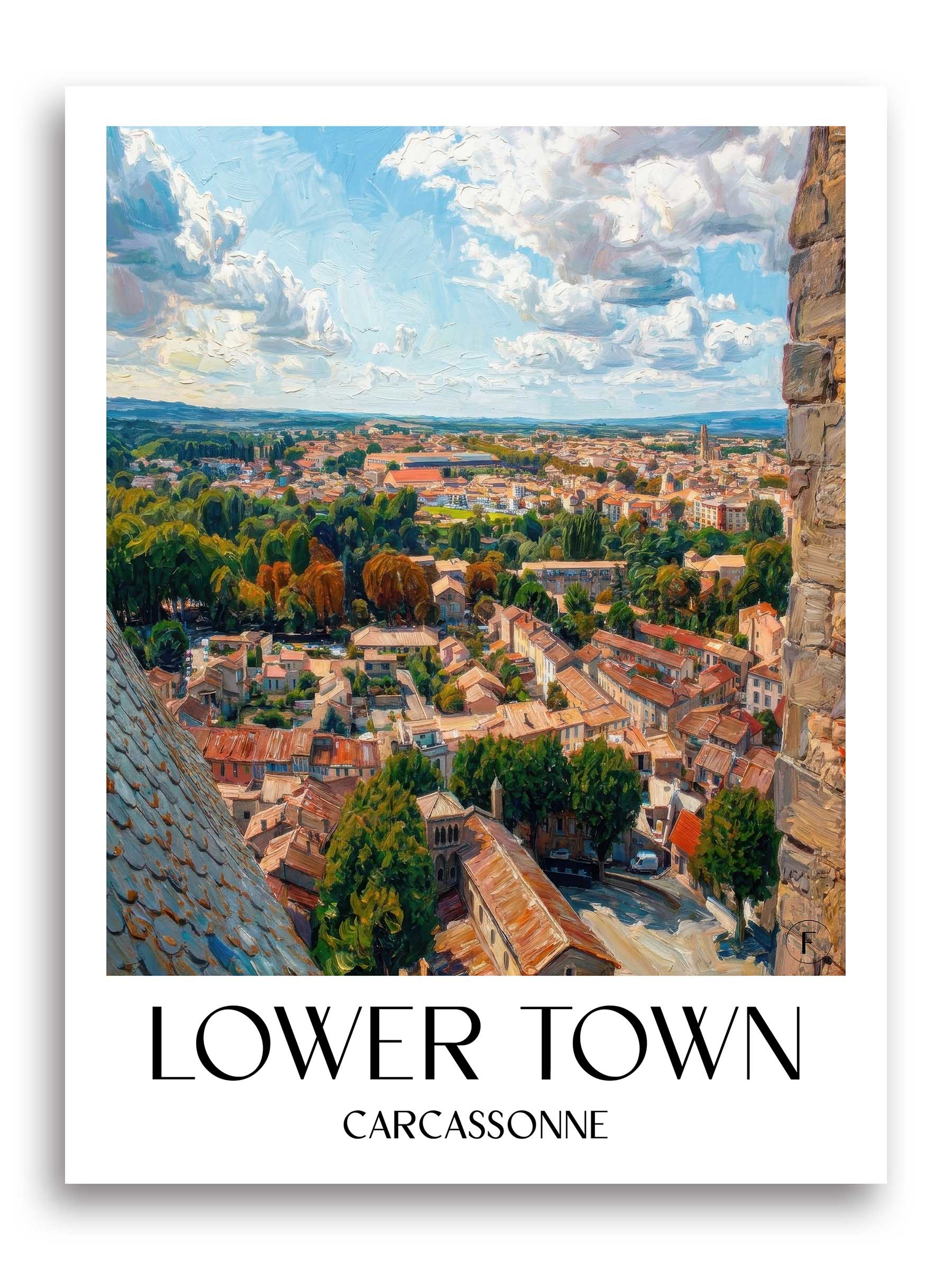 Ville Basse Poster - Carcassonne - Frankreich Kunstdruck - Ölgemälde von A4 bis A1 - favplace