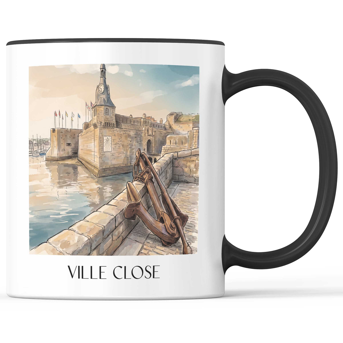 ville-close-concarneau-frankreich-kaffeebecher-aquarell