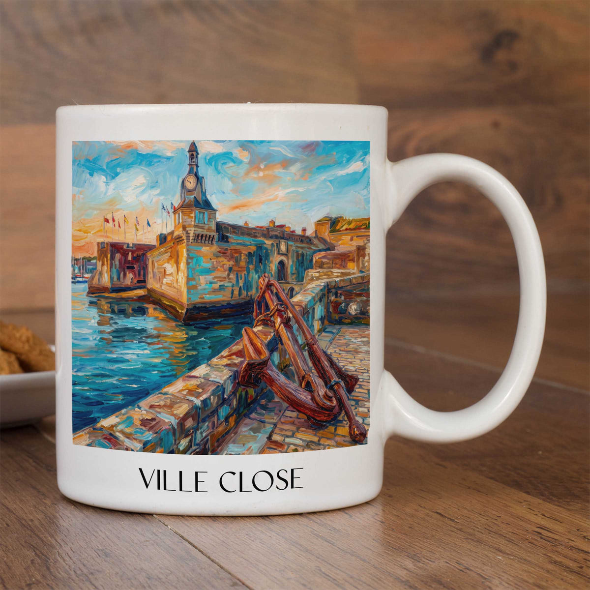 ville-close-concarneau-frankreich-kaffeebecher-oil-painting-oelgemaelde