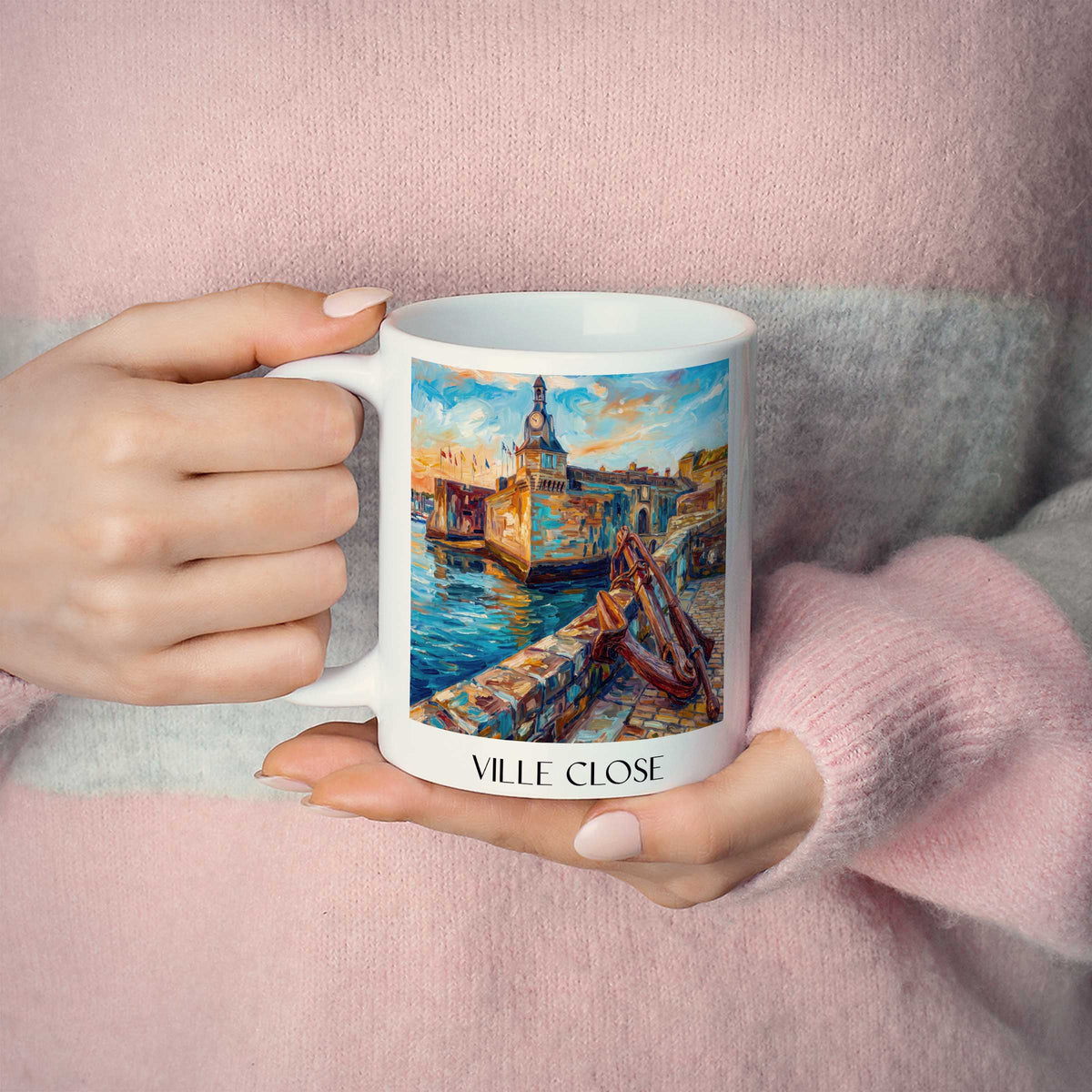 ville-close-concarneau-frankreich-kaffeebecher-oil-painting-oelgemaelde