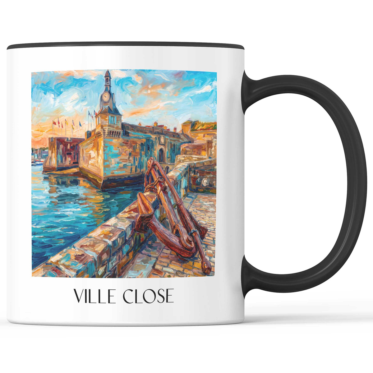 Ville Close Kaffeebecher - Concarneau - Frankreich Becher - Kaffeetasse im Ölgemälde Stil - favplace