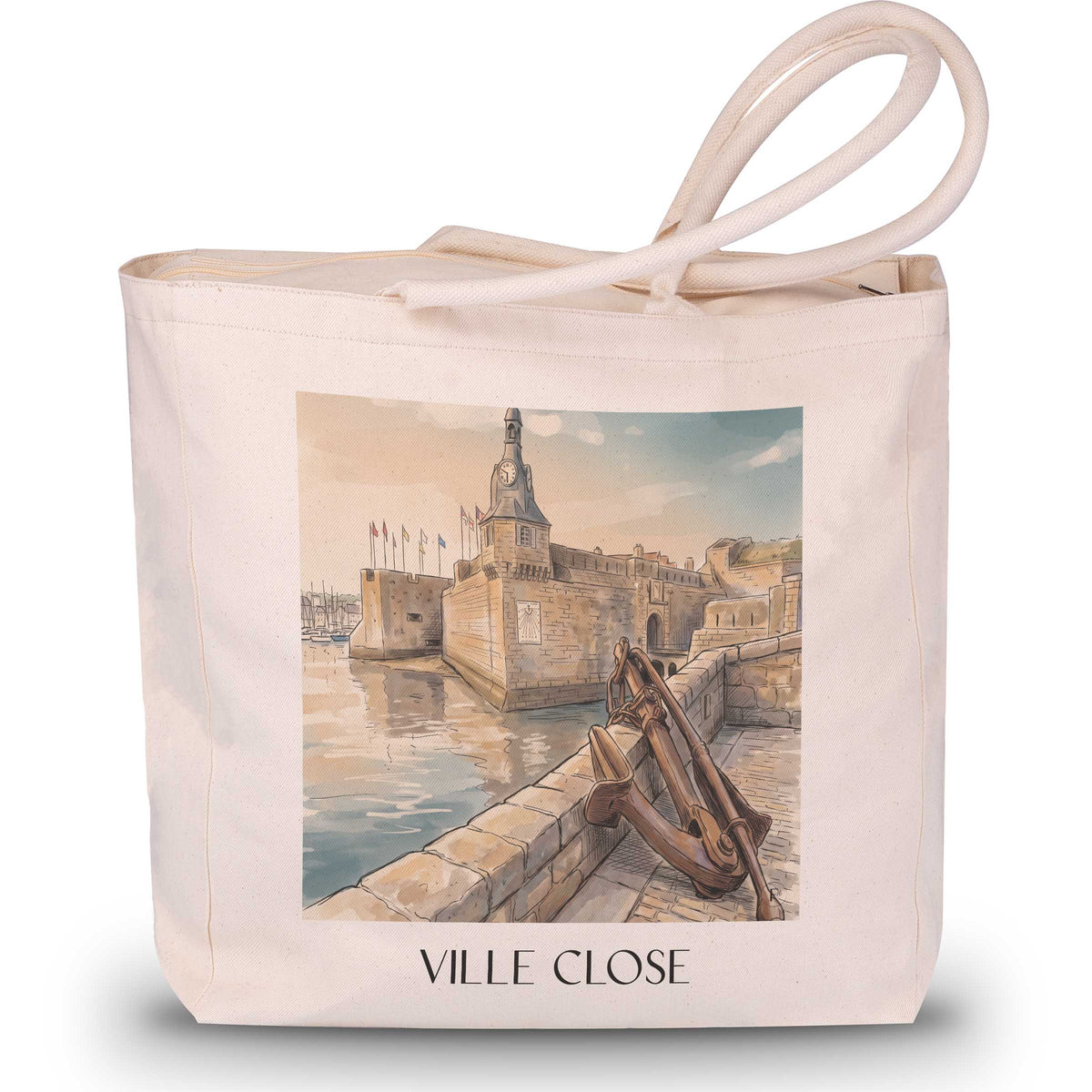 ville-close-concarneau-frankreich-einkaufstasche-aquarell