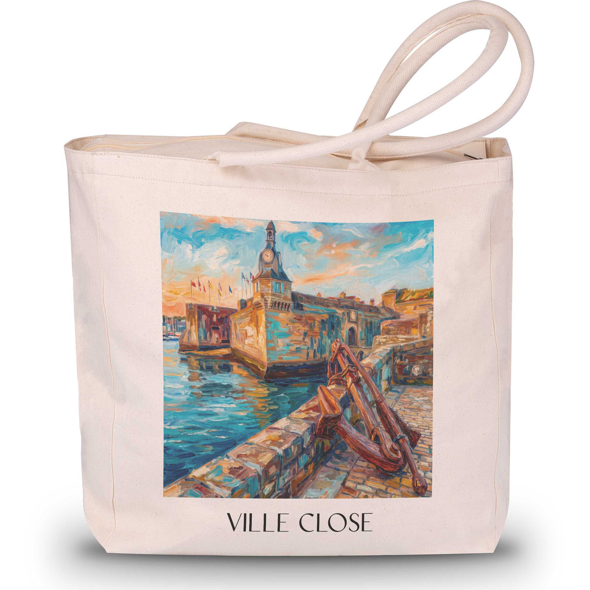 Ville Close Shopping Tasche - Concarneau - Frankreich Tote Bag - Einkaufstasche im Ölgemälde Stil - favplace