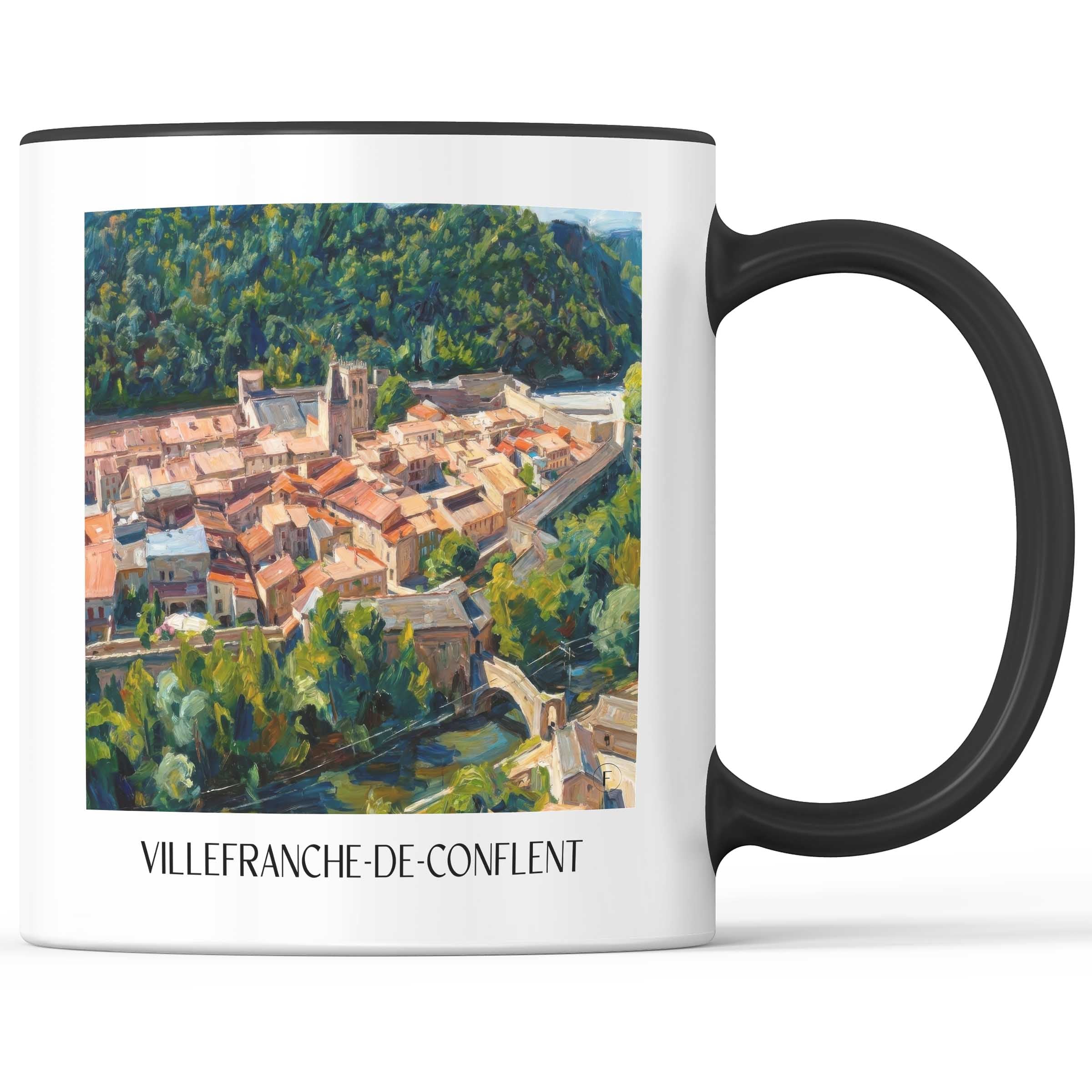 Villefranche-de-Conflent Kaffeebecher - Okzitanien - Frankreich Becher - Kaffeetasse im Ölgemälde Stil - favplace