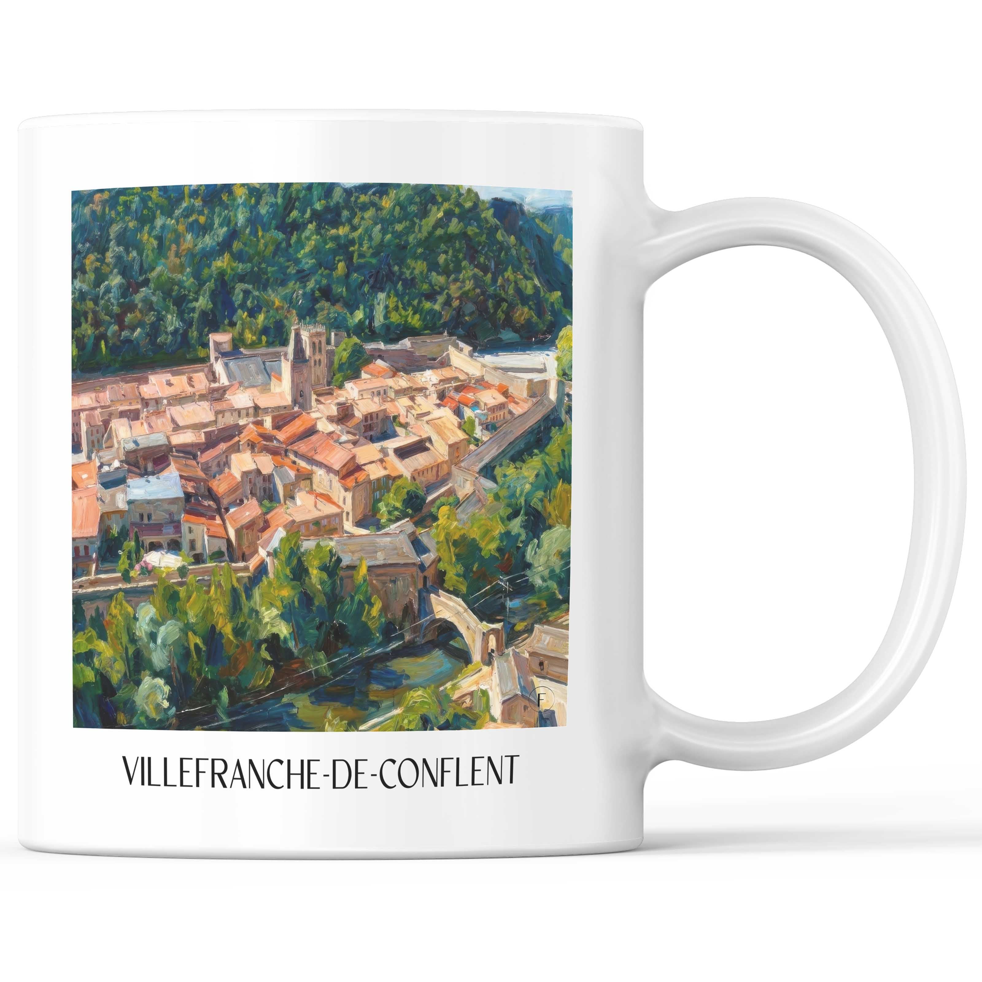 Villefranche-de-Conflent Kaffeebecher - Okzitanien - Frankreich Becher - Kaffeetasse im Ölgemälde Stil - favplace