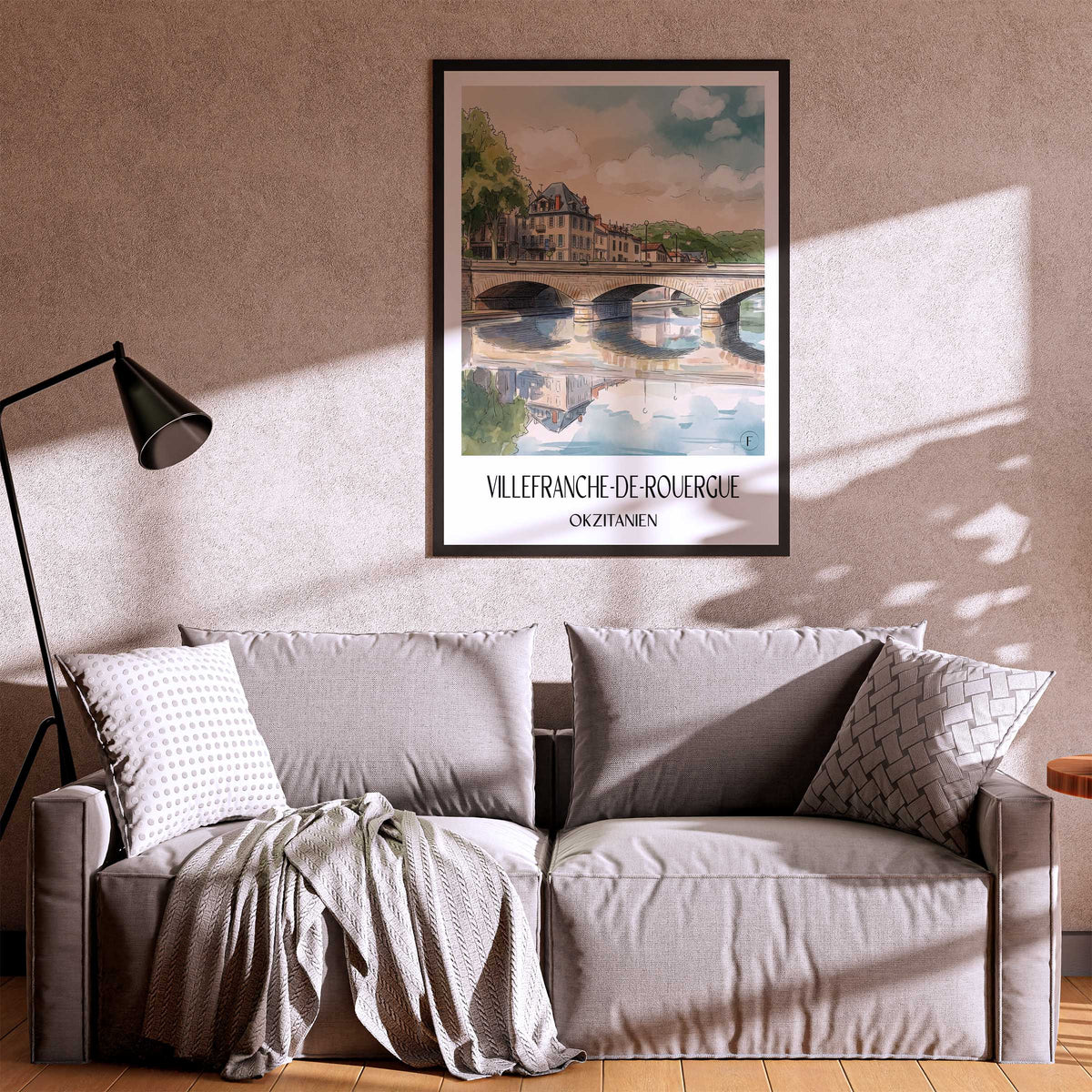 villefranche-de-rouergue-okzitanien-frankreich-poster-aquarell