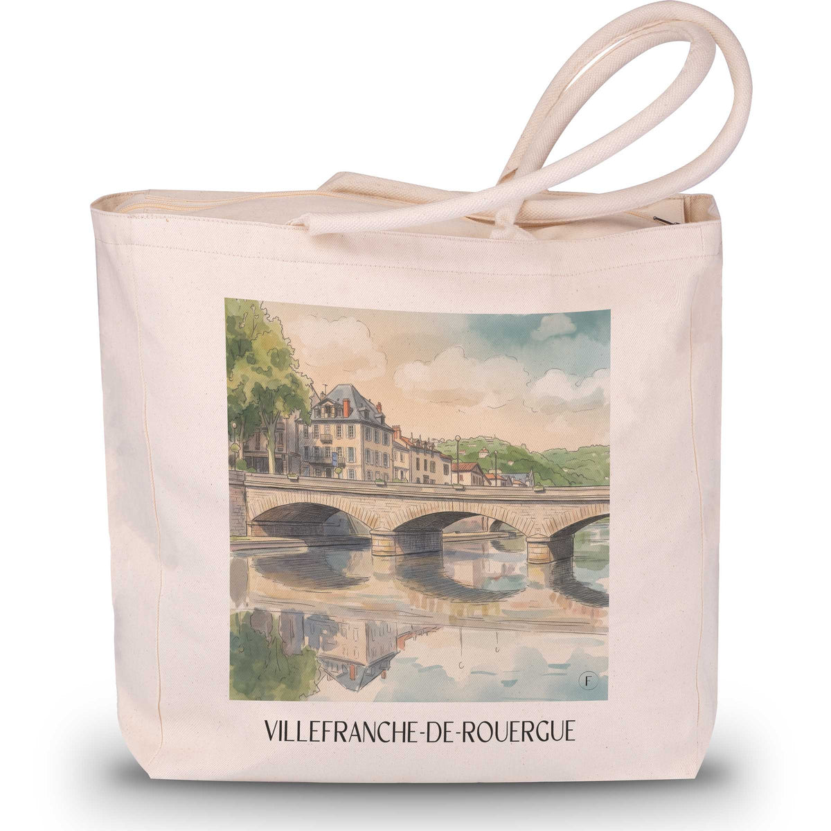 Villefranche-de-Rouergue Shopping Tasche - Okzitanien - Frankreich Tote Bag - Einkaufstasche im Aquarell Stil - favplace