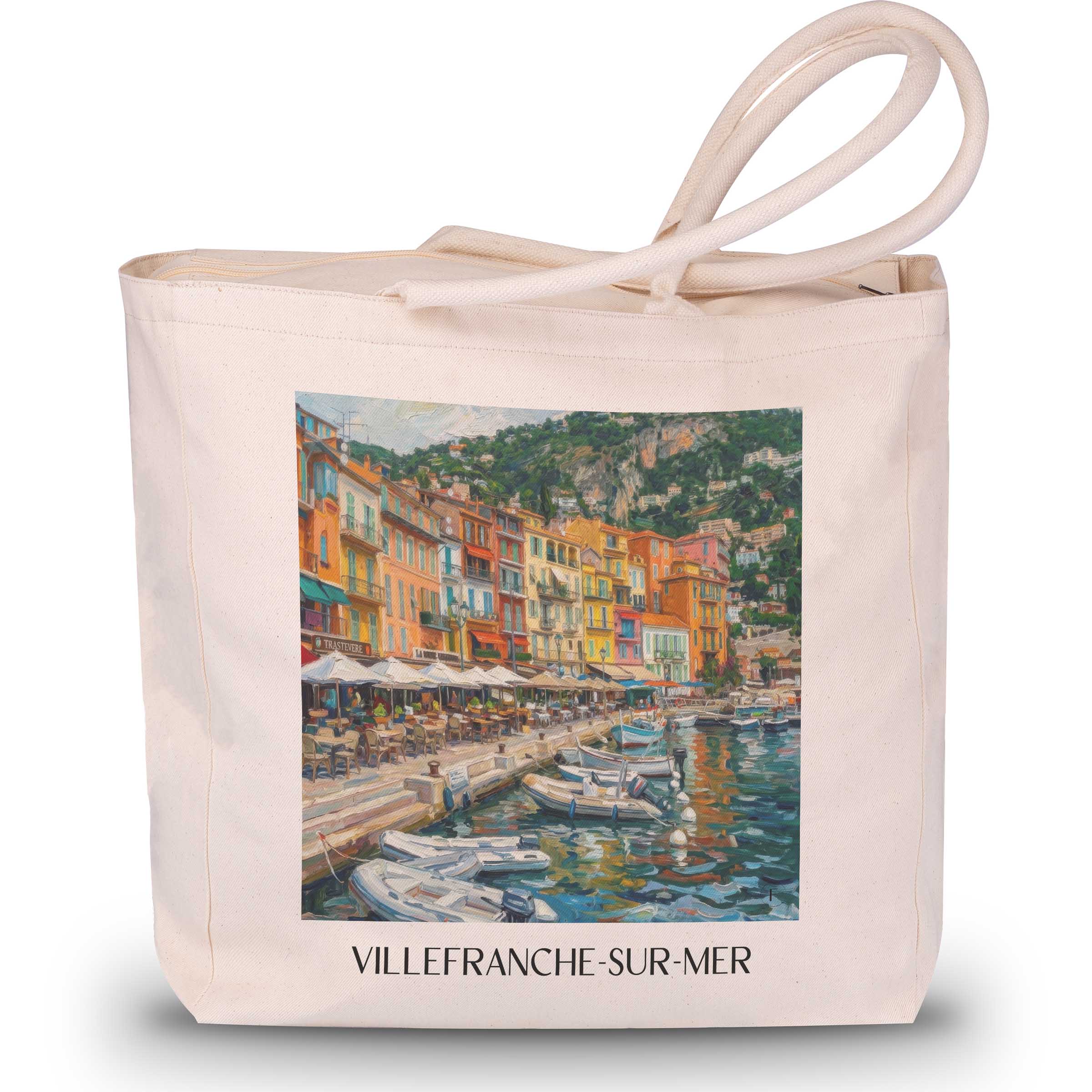 Villefranche-sur-Mer Shopping Tasche - Côte d´Azur - Frankreich Tote Bag - Einkaufstasche im Ölgemälde Stil - favplace