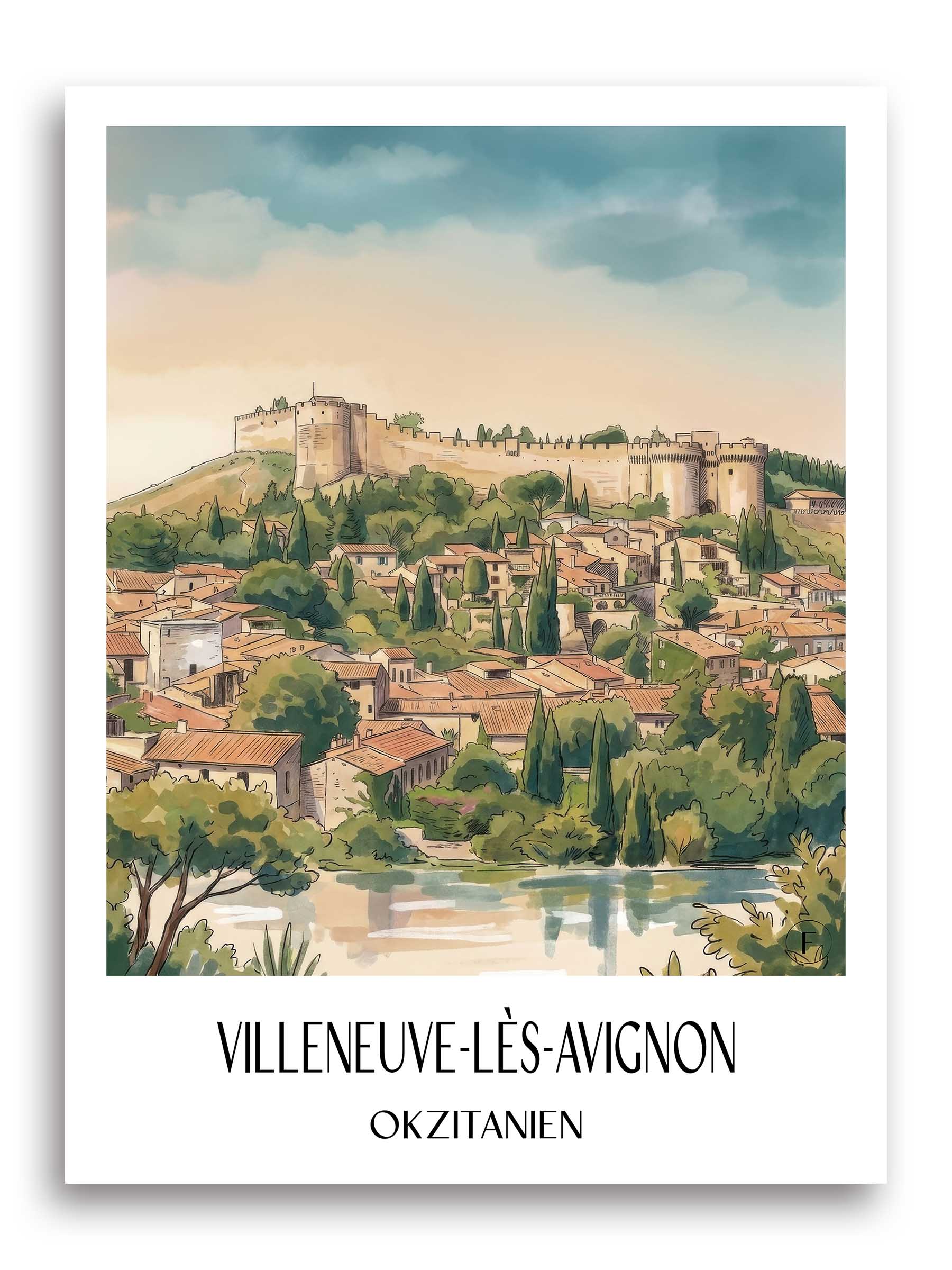 villeneuve-lès-avignon-okzitanien-frankreich-poster-aquarell
