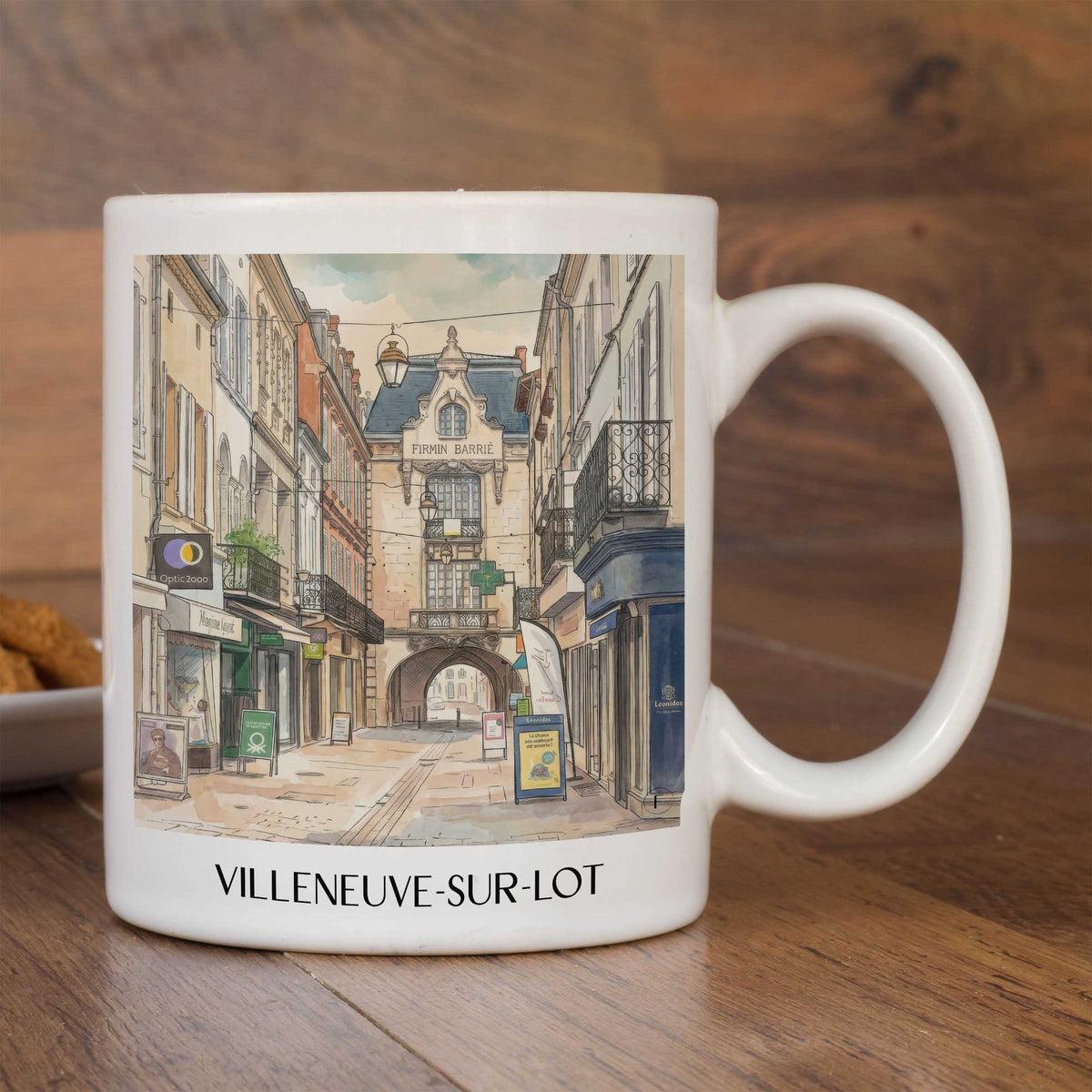 villeneuve-sur-lot-vallée-du-lot-frankreich-kaffeebecher-aquarell