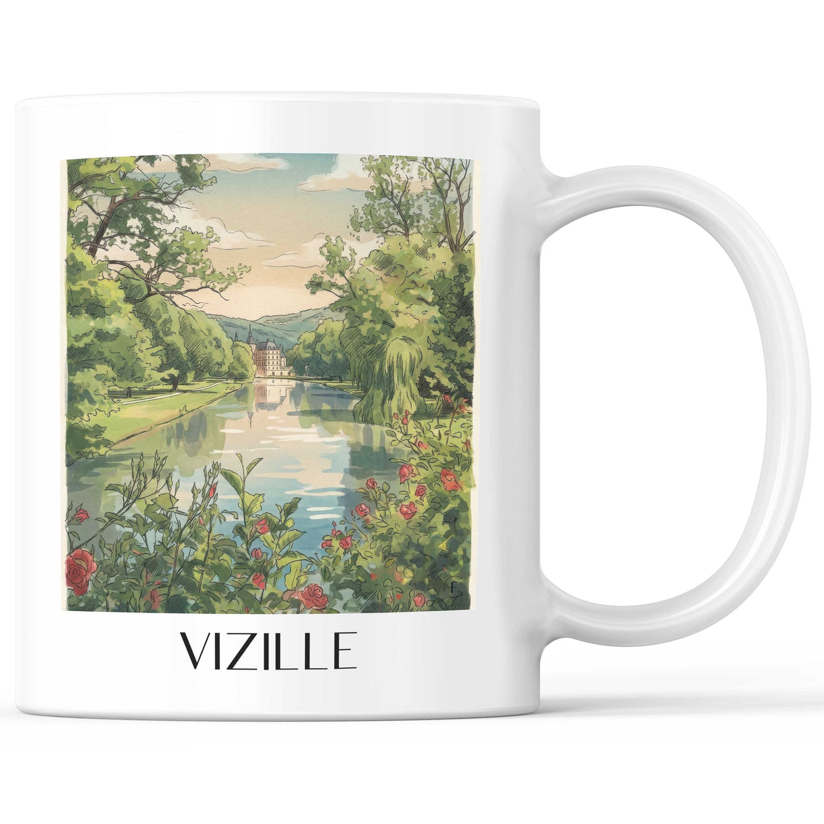 Vizille Kaffeebecher - Isère - Frankreich Becher - Kaffeetasse im Aquarell Stil - favplace