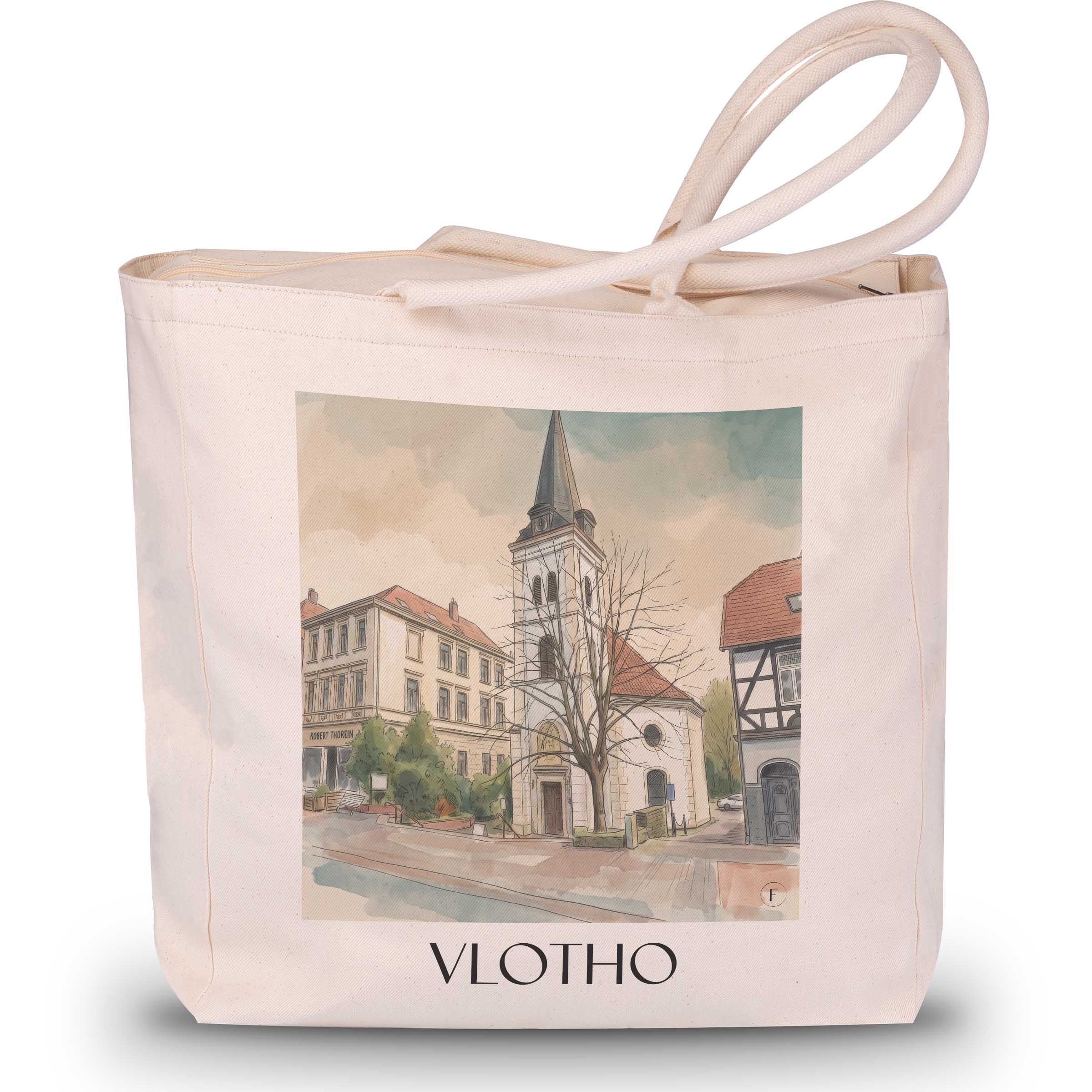 Vlotho Shopping Tasche - Herford - Deutschland Tote Bag - Einkaufstasche im Aquarell Stil - favplace