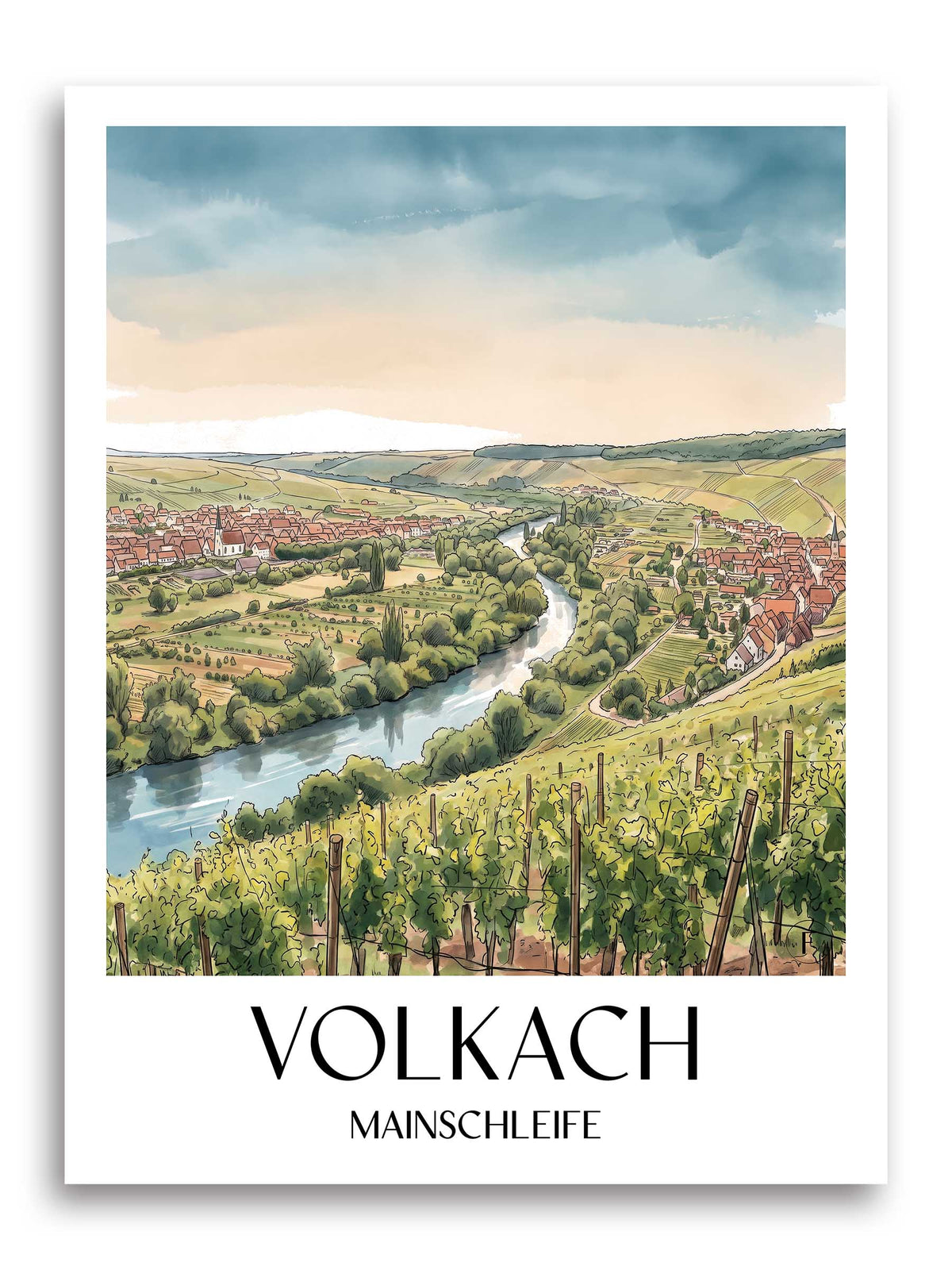 volkach-mainschleife-deutschland-poster-aquarell