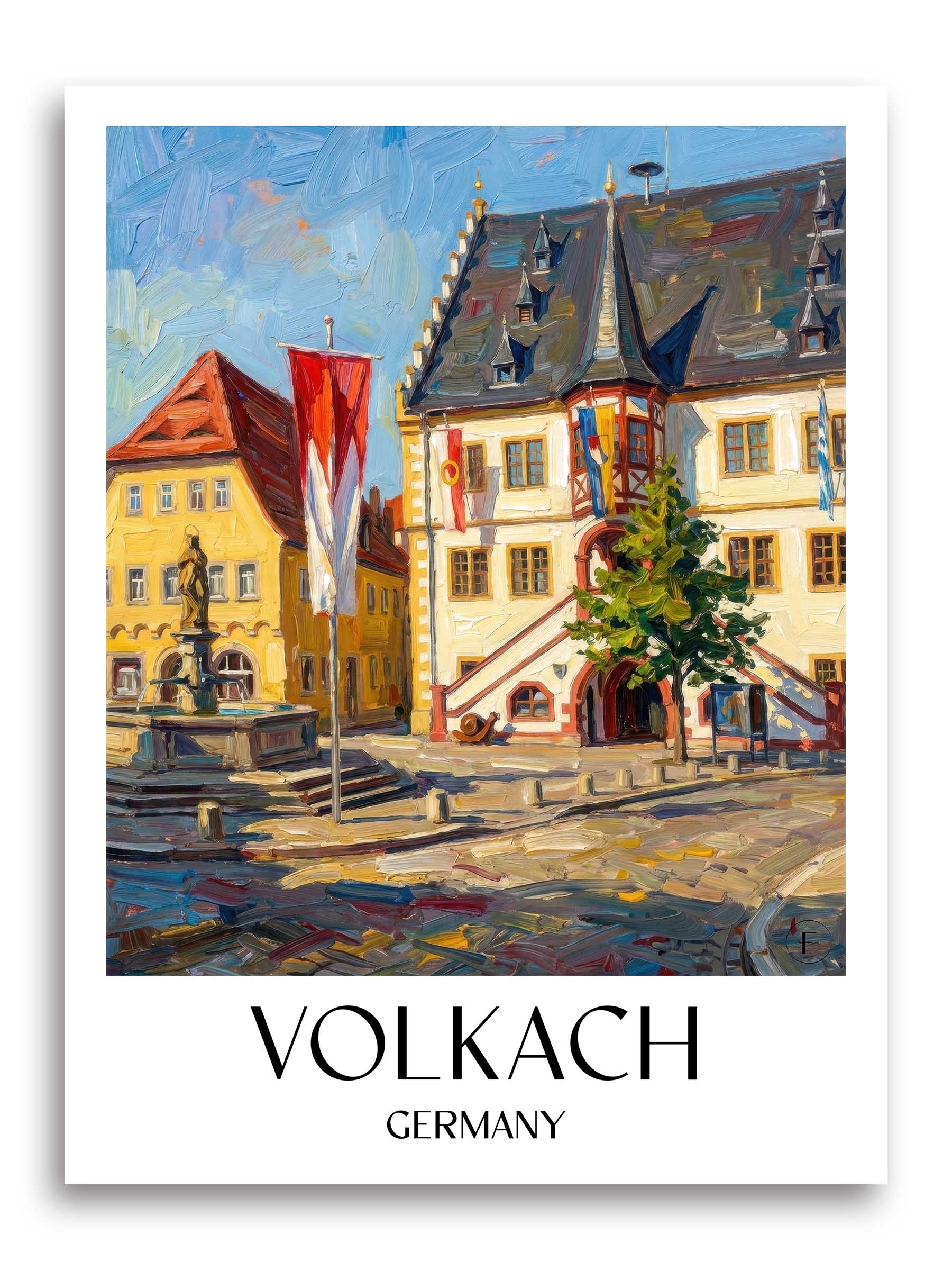 Volkach Poster - Mainschleife - Deutschland Kunstdruck - Ölgemälde von A4 bis A1 - favplace