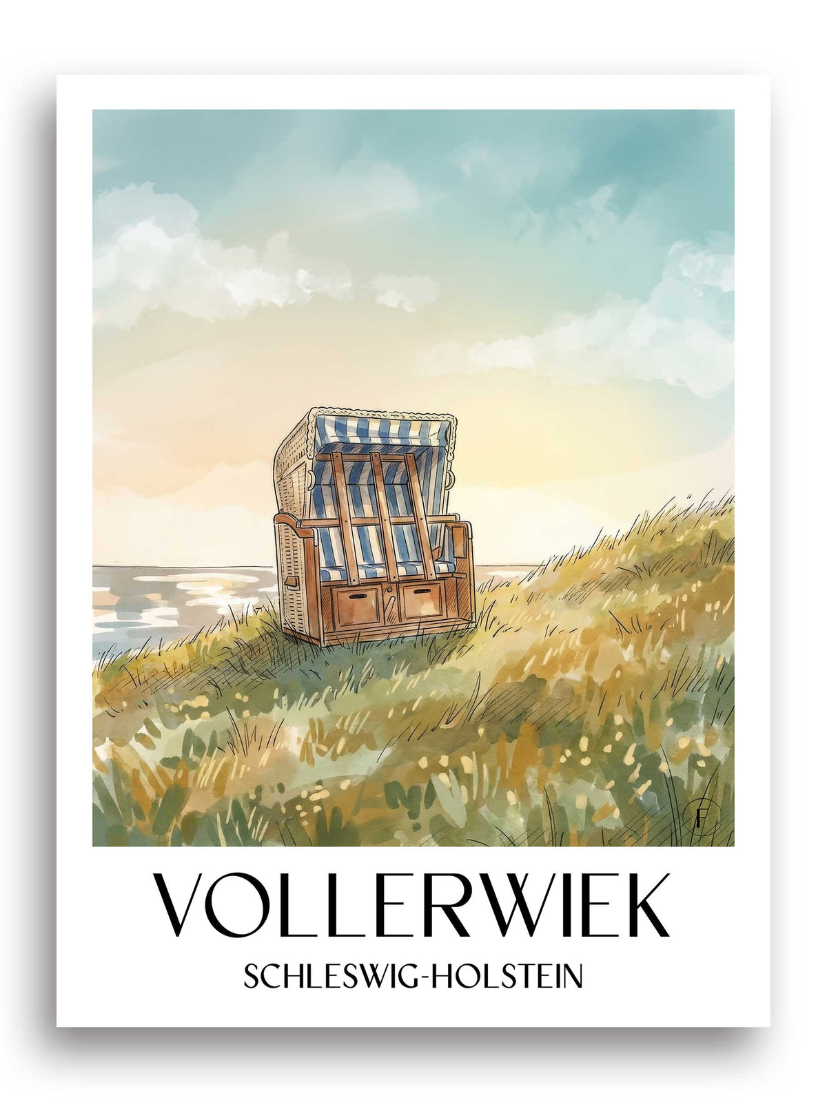 vollerwiek-schleswig-holstein-deutschland-poster-aquarell