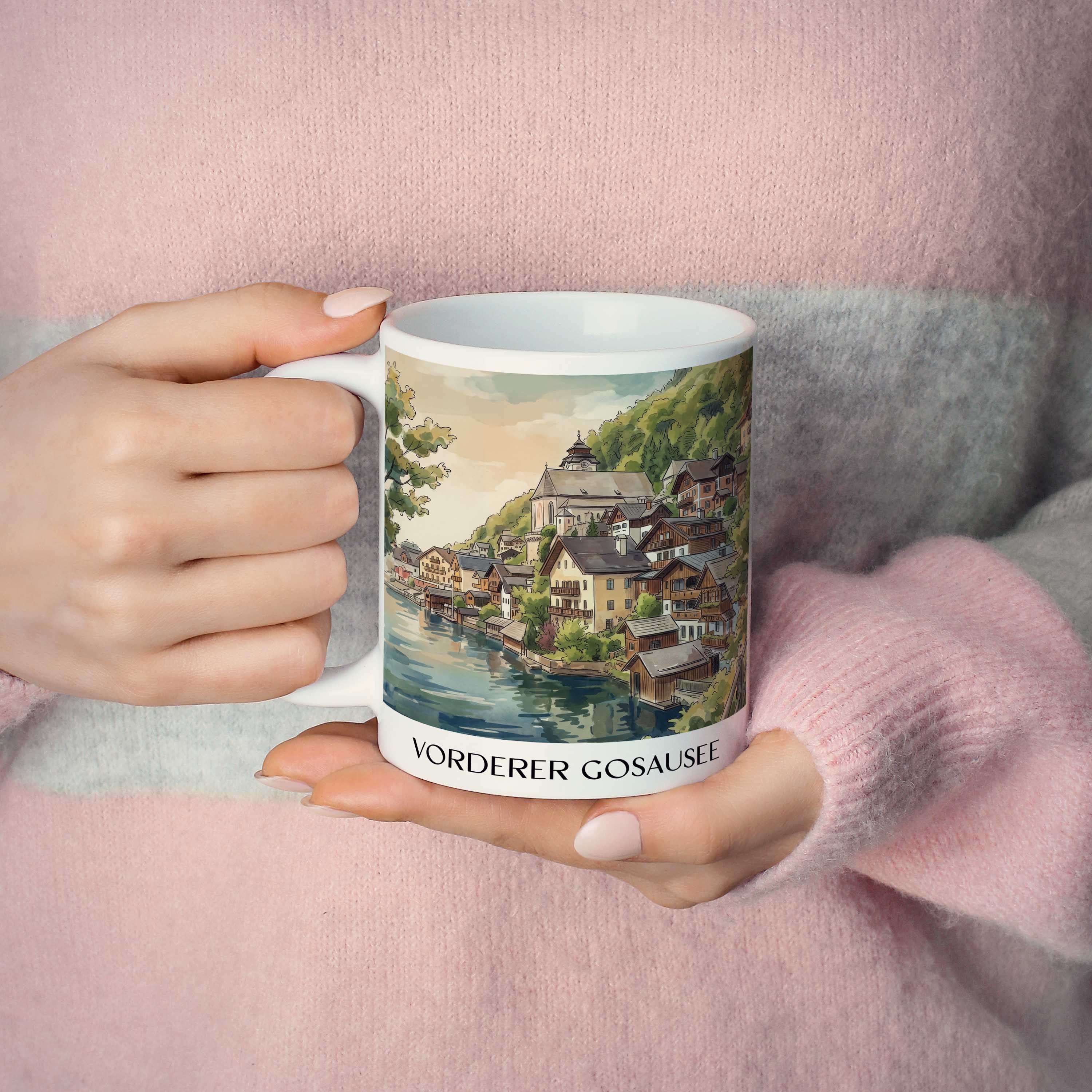 vorderer-gosausee-österreich-österreich-kaffeebecher-aquarell