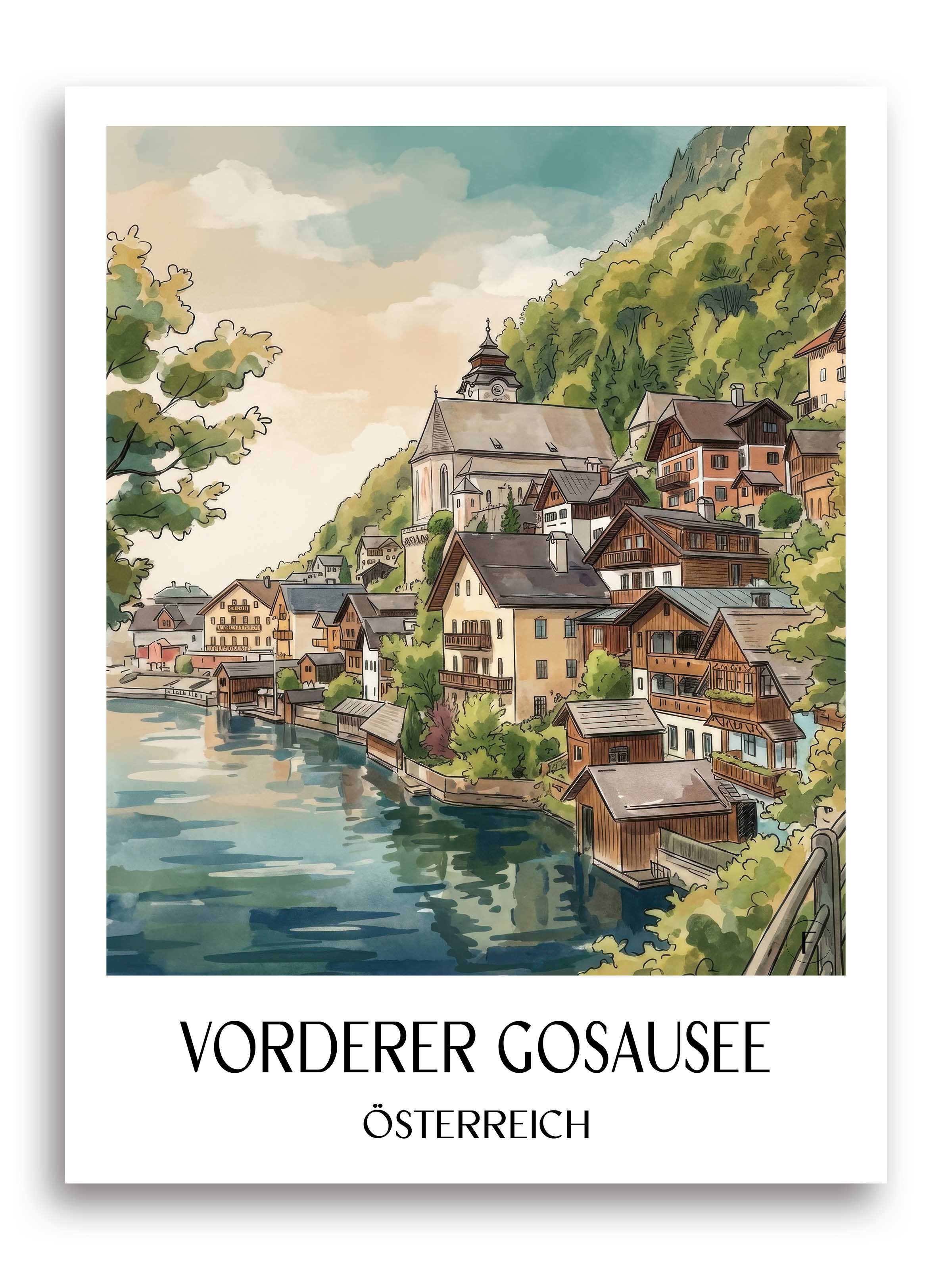 vorderer-gosausee-österreich-österreich-poster-aquarell