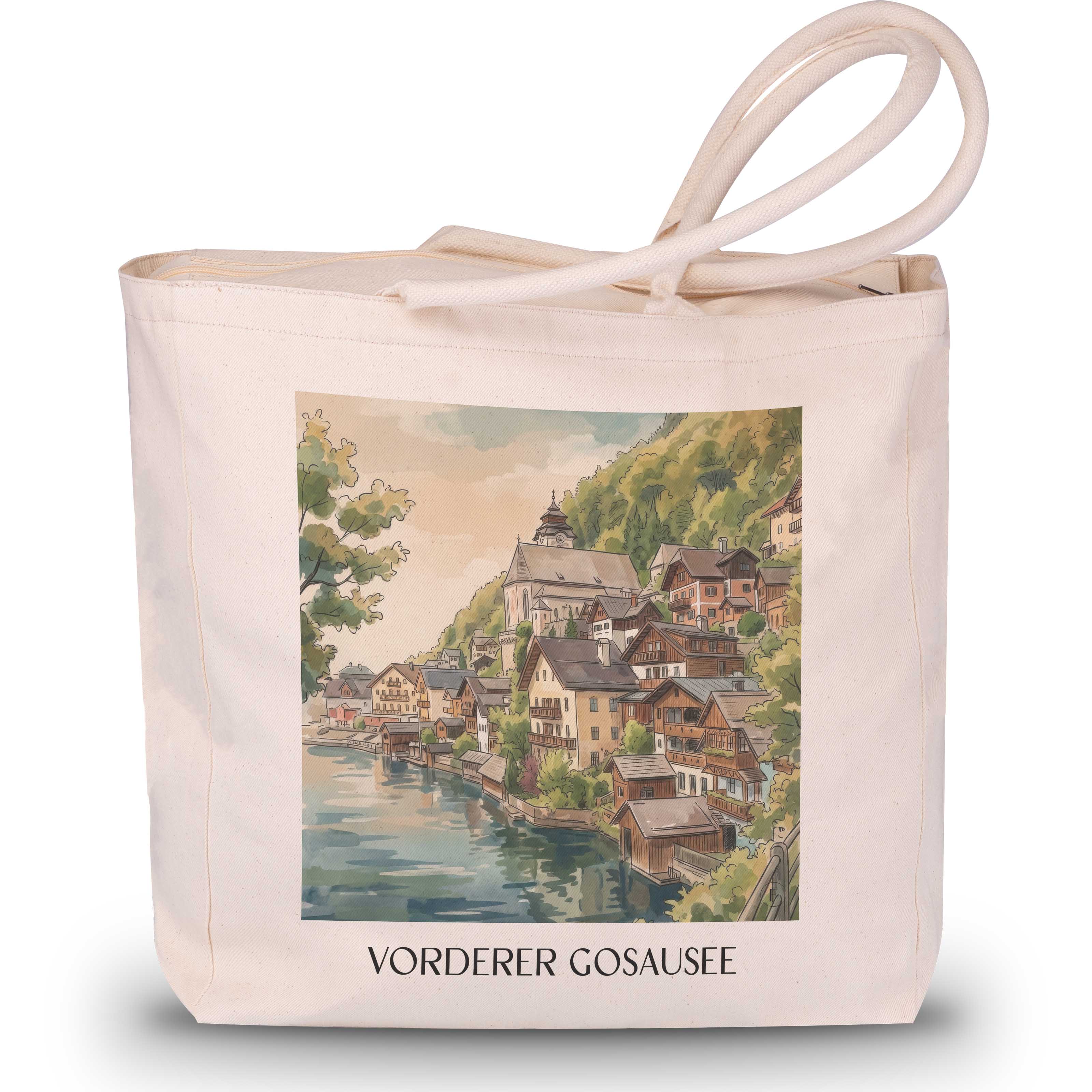 vorderer-gosausee-österreich-österreich-einkaufstasche-aquarell