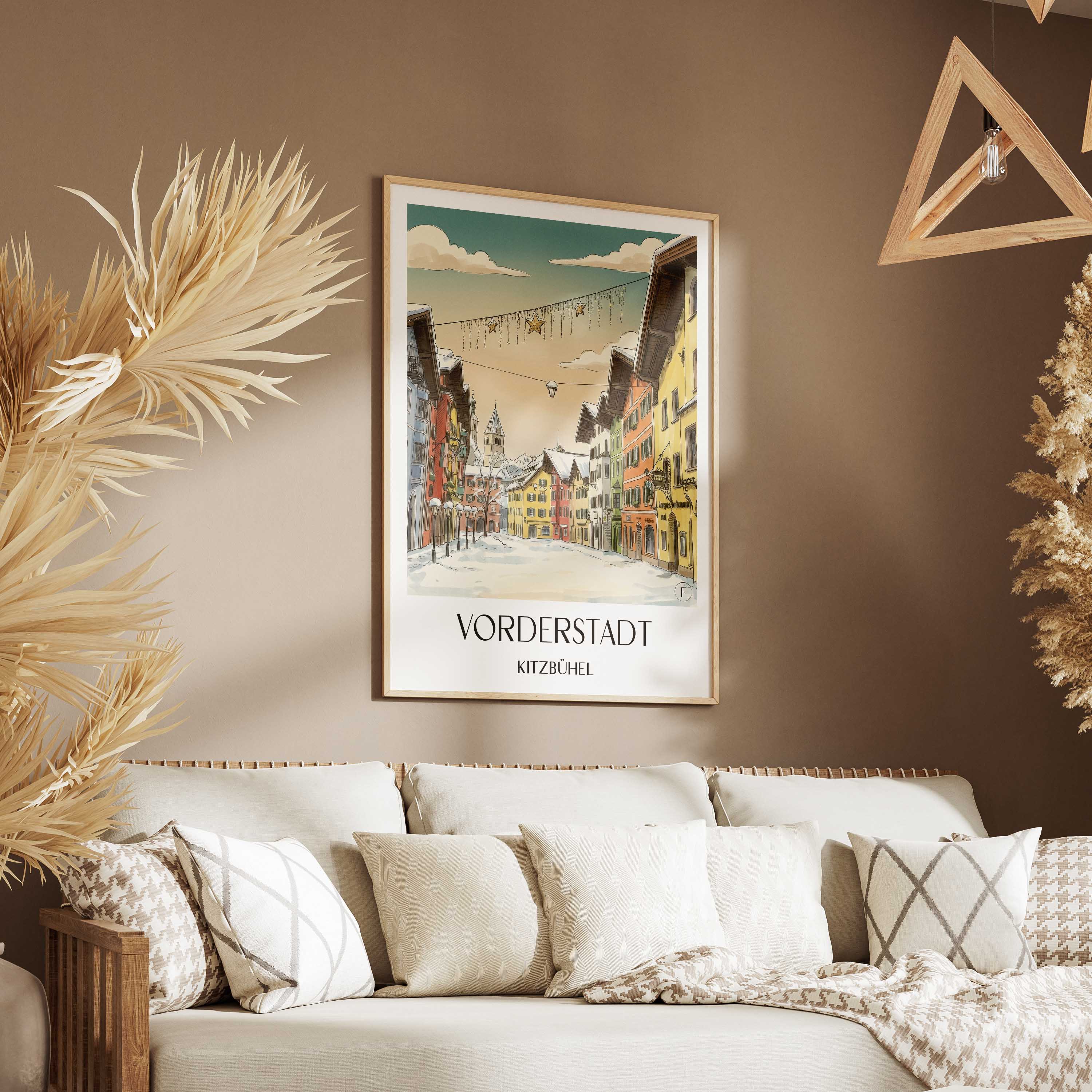 vorderstadt-kitzbühel-österreich-poster-aquarell