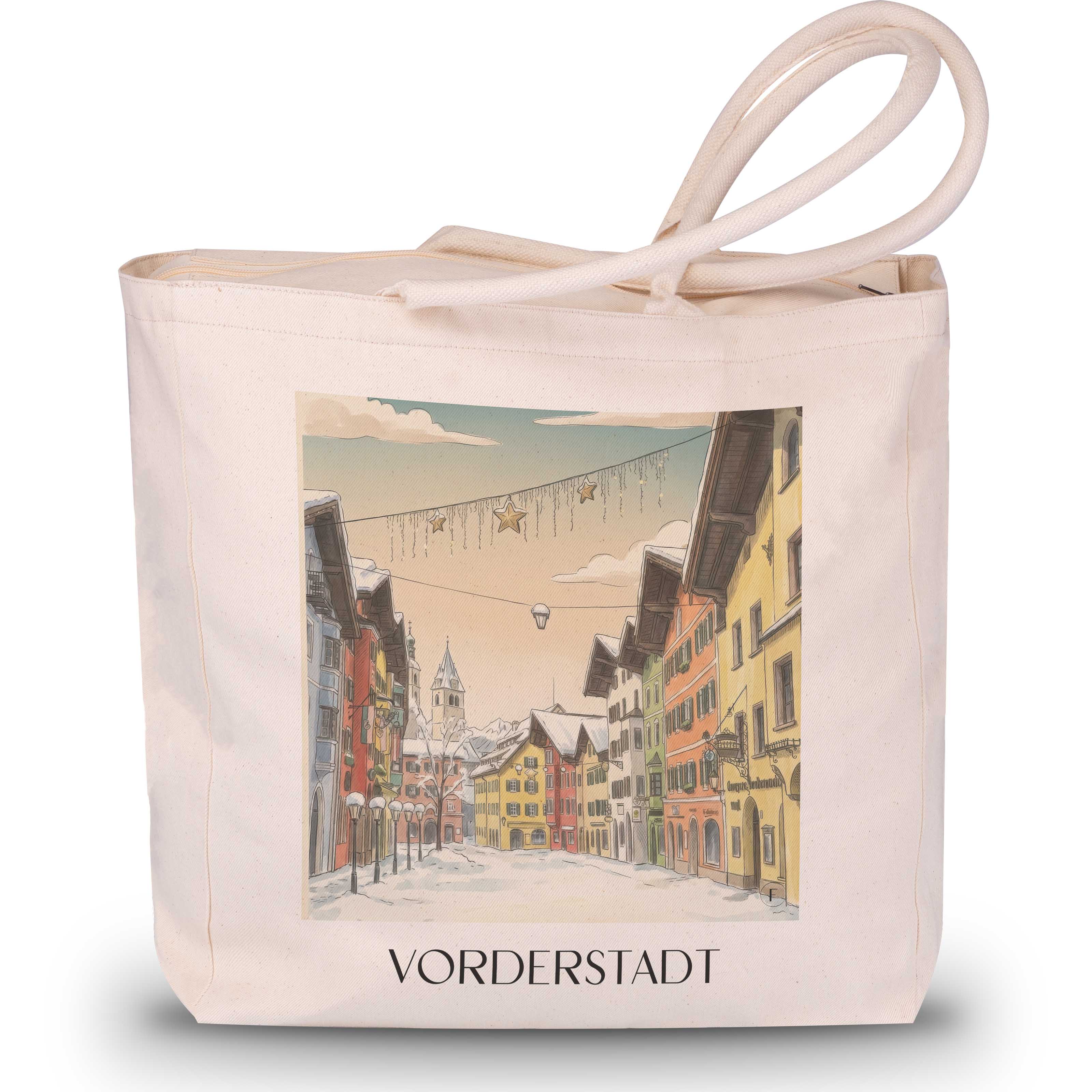 vorderstadt-kitzbühel-österreich-einkaufstasche-aquarell