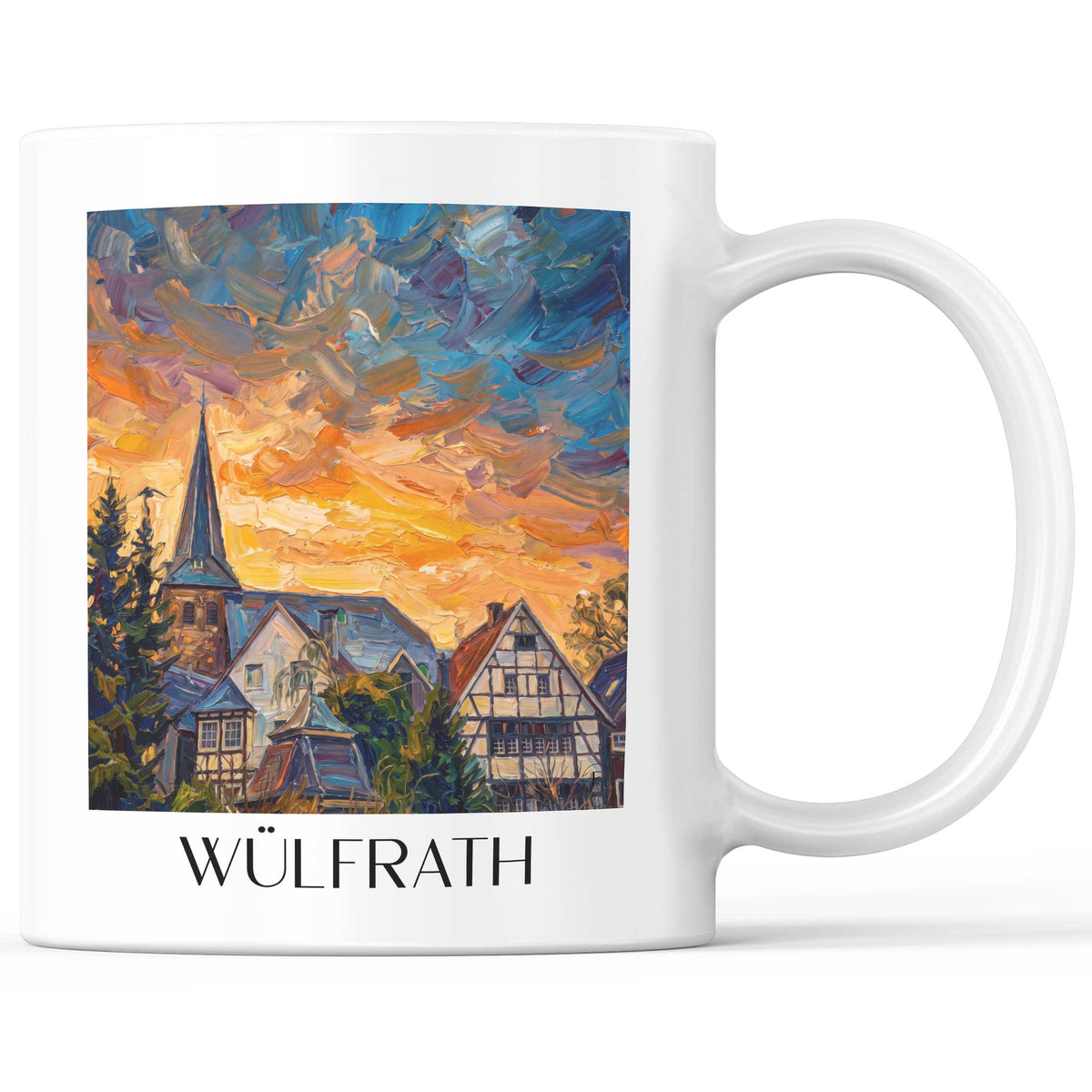 Wülfrath Kaffeebecher - Niederbergisches Land - Deutschland Becher - Kaffeetasse im Ölgemälde Stil - favplace