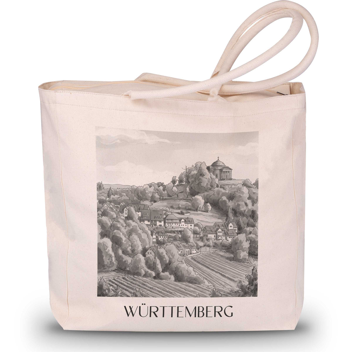 Württemberg Shopping Tasche - Stuttgart - Deutschland Tote Bag - Einkaufstasche im Aquarell Schwarz-Weiß Stil - favplace