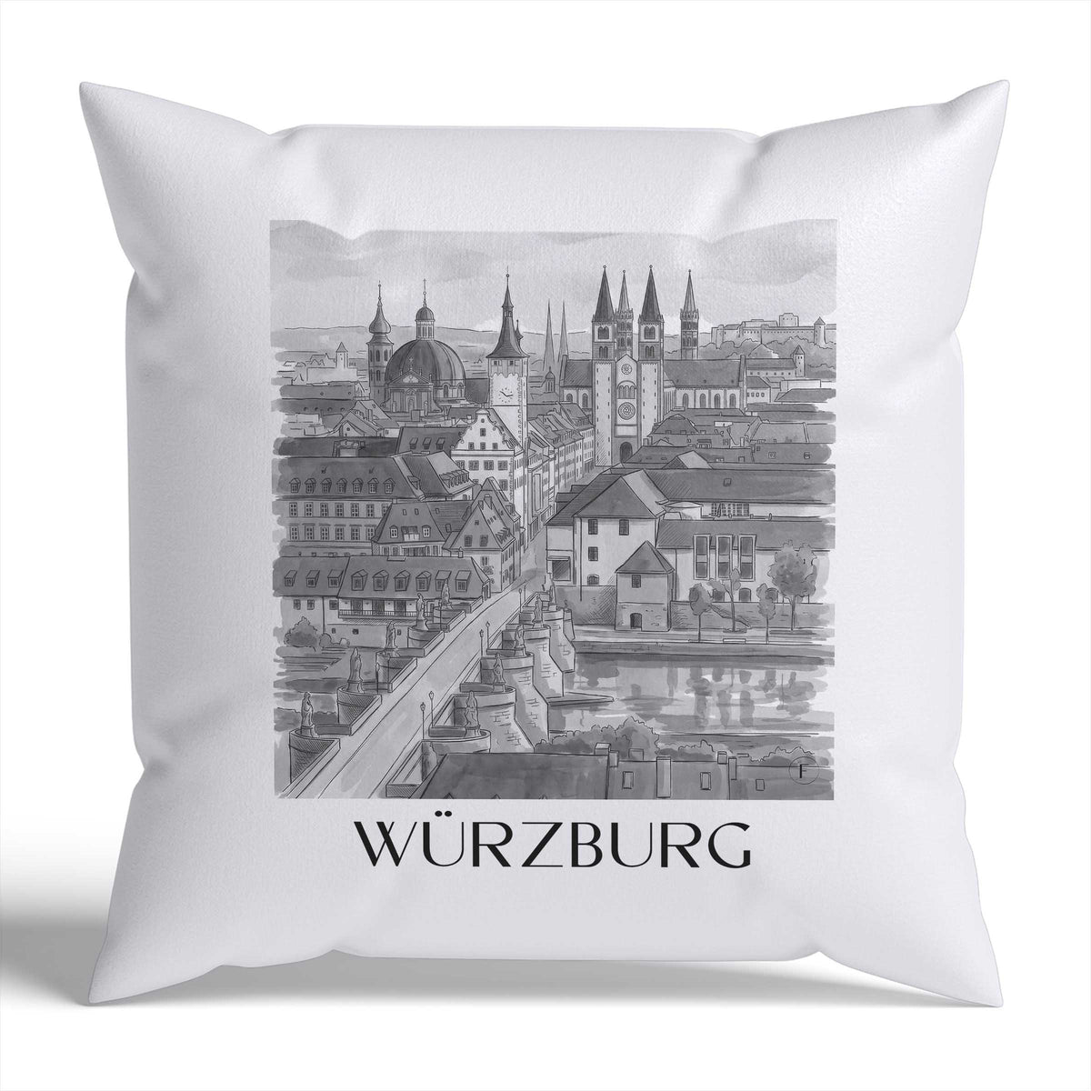 würzburg-franken-deutschland-kissenbezug-aquarell-schwarz-weiss