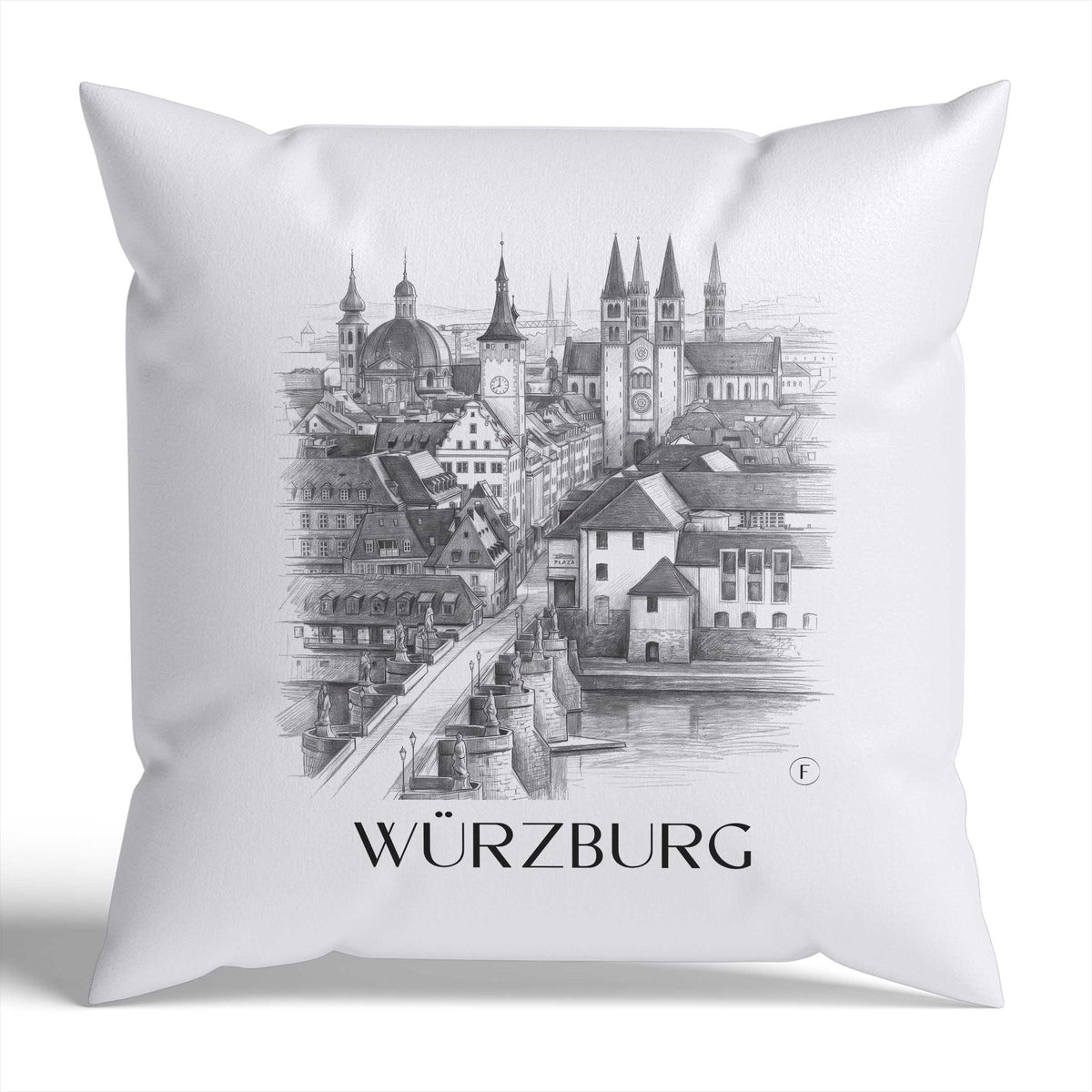 würzburg-franken-deutschland-kissenbezug-bleistift-zeichnung-drawing