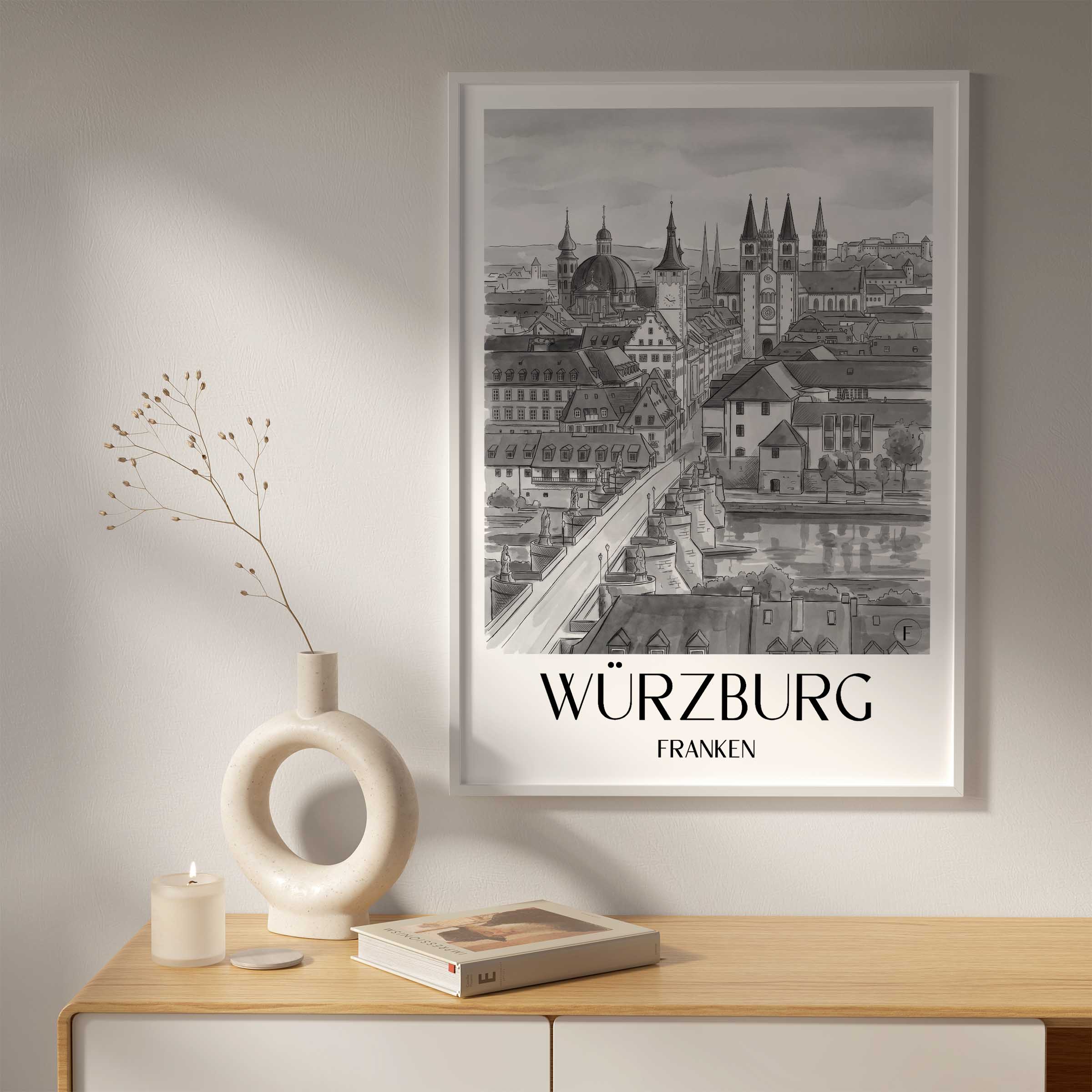 würzburg-franken-deutschland-poster-aquarell-schwarz-weiss