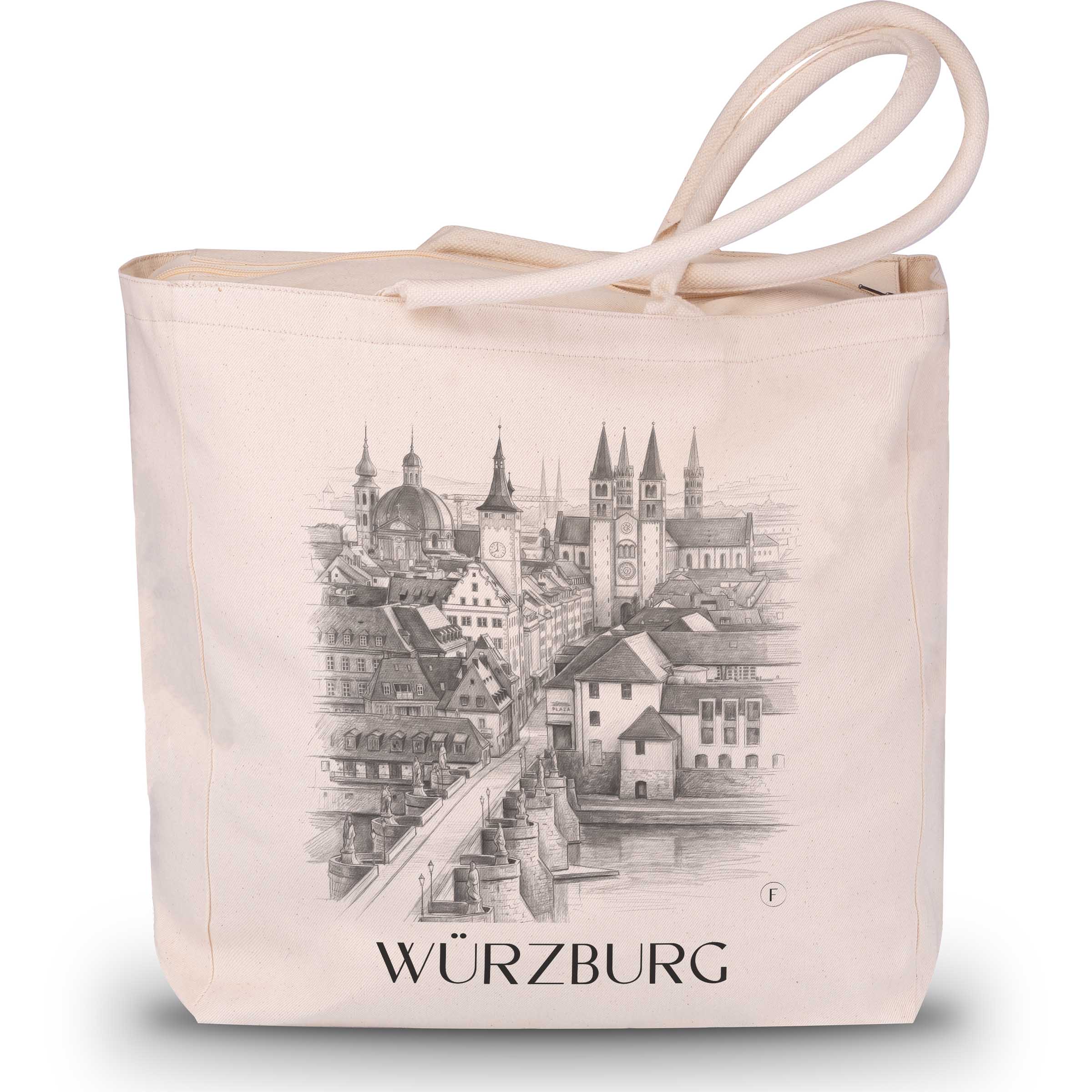würzburg-franken-deutschland-einkaufstasche-bleistift-zeichnung-drawing