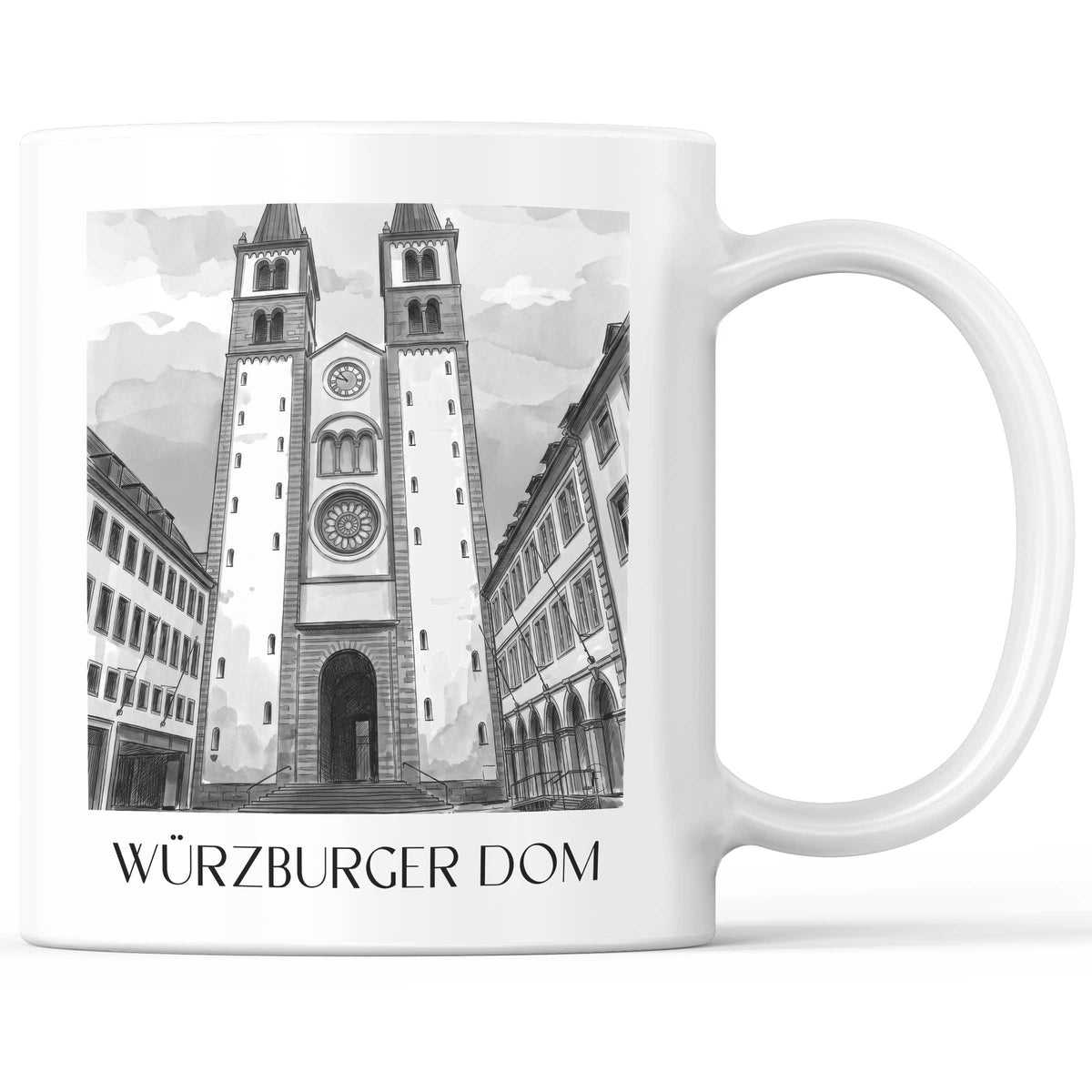 würzburger-dom-franken-deutschland-kaffeebecher-aquarell-schwarz-weiss