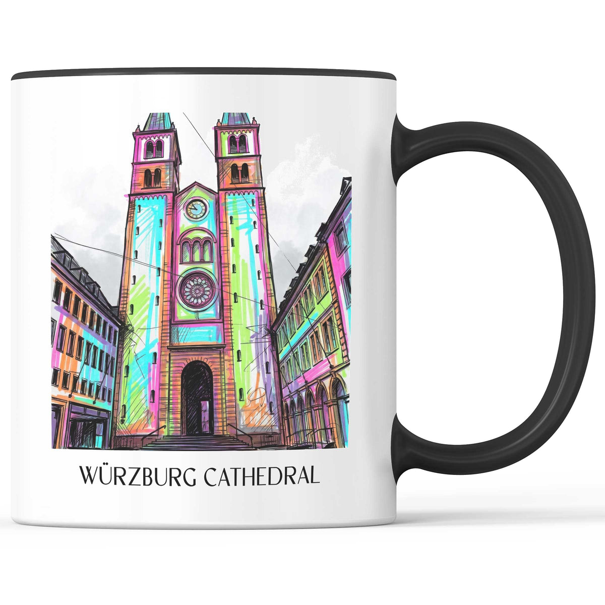 Würzburger Dom Kaffeebecher - Franken - Deutschland Becher - Kaffeetasse im Tag Graffiti Stil - favplace