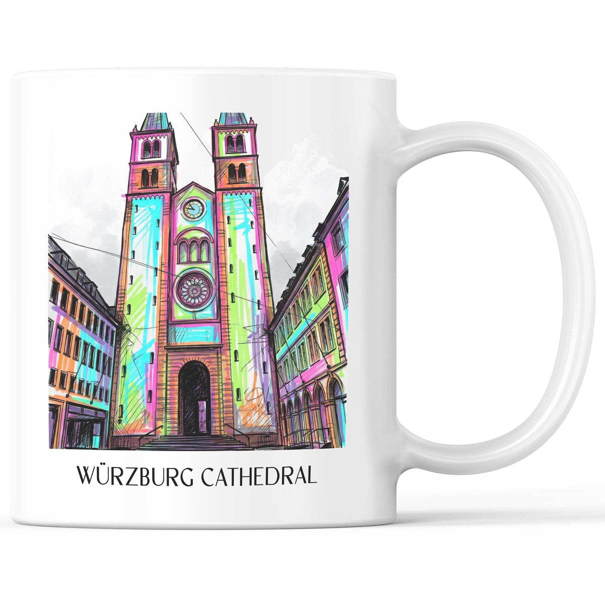 Würzburger Dom Kaffeebecher - Franken - Deutschland Becher - Kaffeetasse im Tag Graffiti Stil - favplace