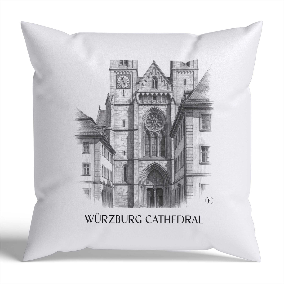 Würzburger Dom Kissenhülle - Zierkissen Bezug - Franken - Deutschland Kissen bzw. Kissenbezug im Zeichnung Stil - favplace