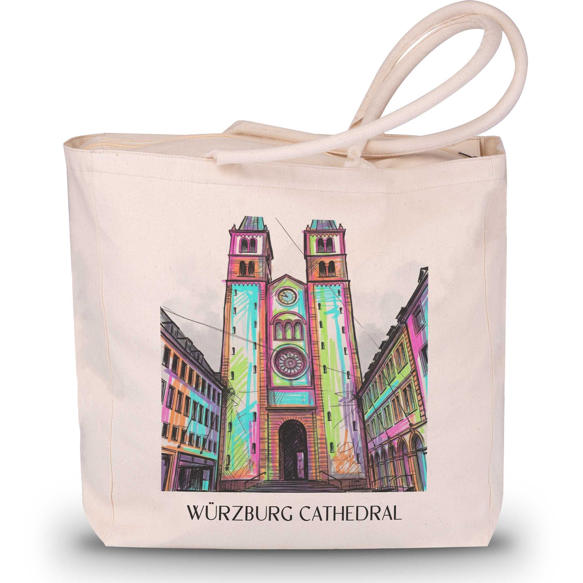 Würzburger Dom Shopping Tasche - Franken - Deutschland Tote Bag - Einkaufstasche im Tag Graffiti Stil - favplace