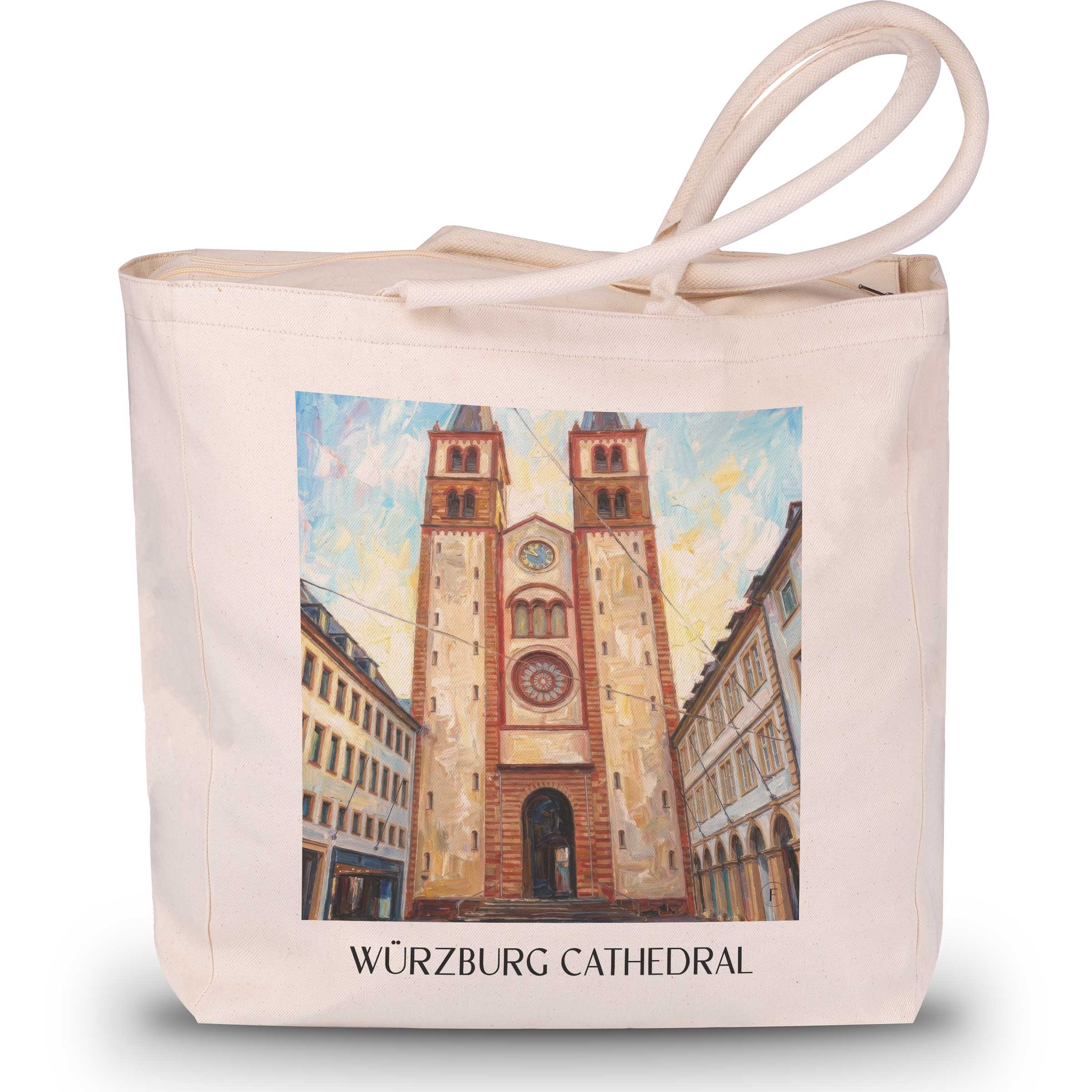 Würzburger Dom Shopping Tasche - Franken - Deutschland Tote Bag - Einkaufstasche im Ölgemälde Stil - favplace