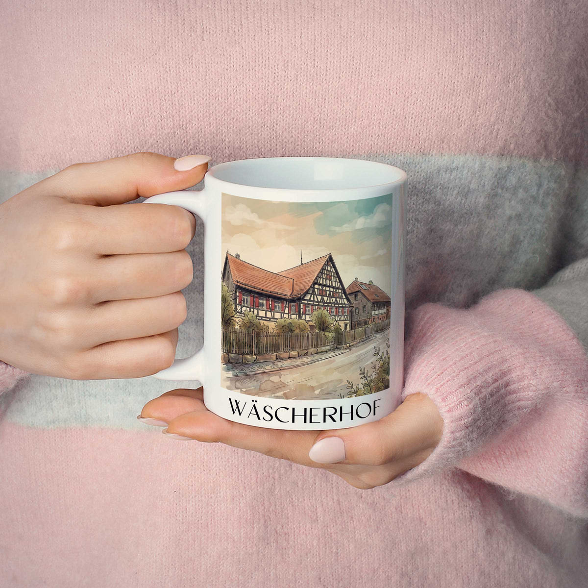 wäscherhof-schwäbische-alb-deutschland-kaffeebecher-aquarell