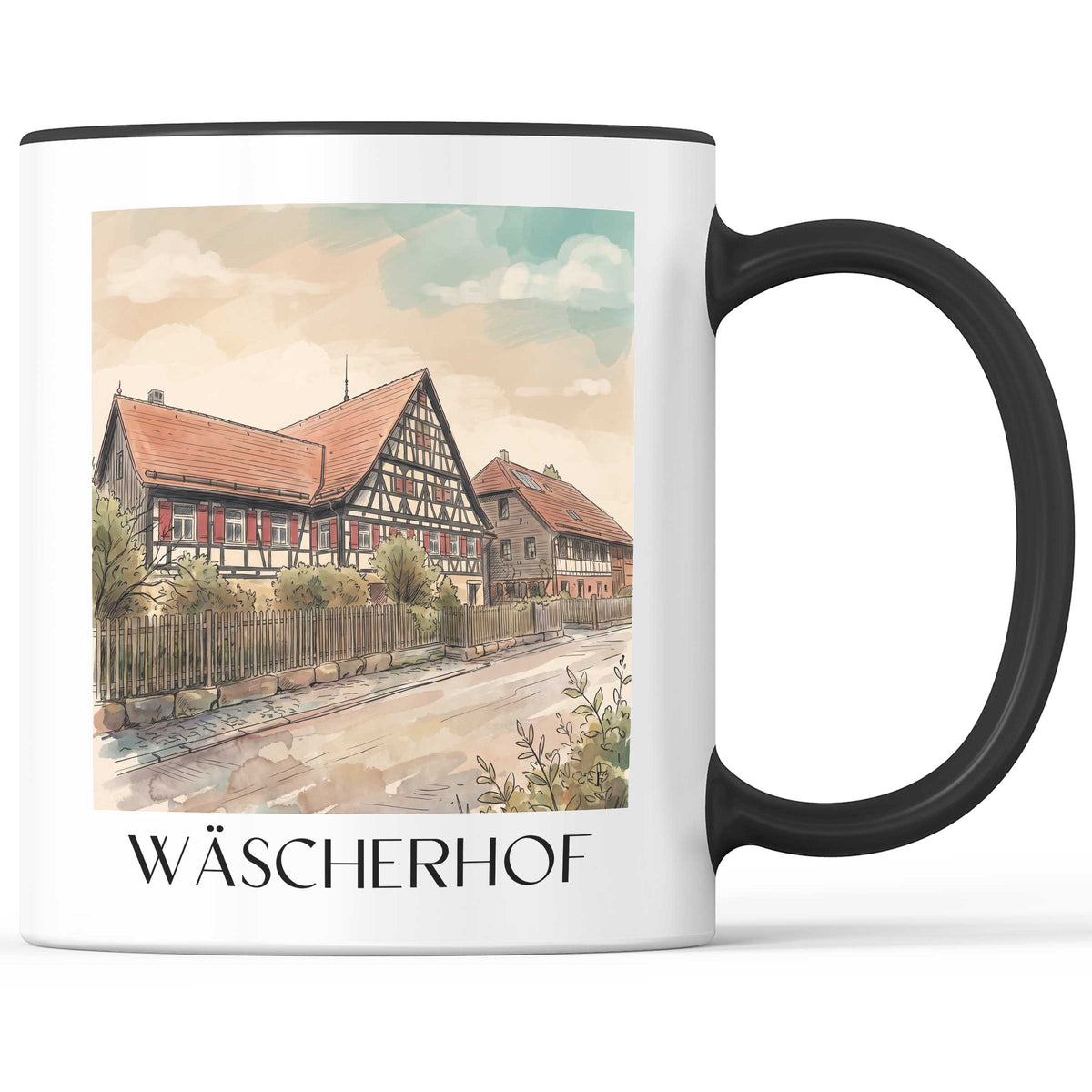 Wäscherhof Kaffeebecher - Schwäbische Alb - Deutschland Becher - Kaffeetasse im Aquarell Stil - favplace