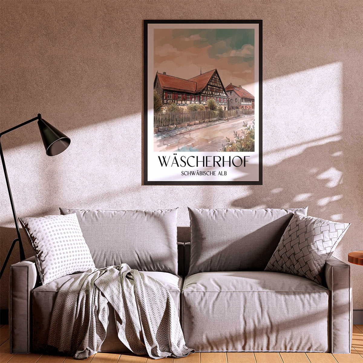 wäscherhof-schwäbische-alb-deutschland-poster-aquarell