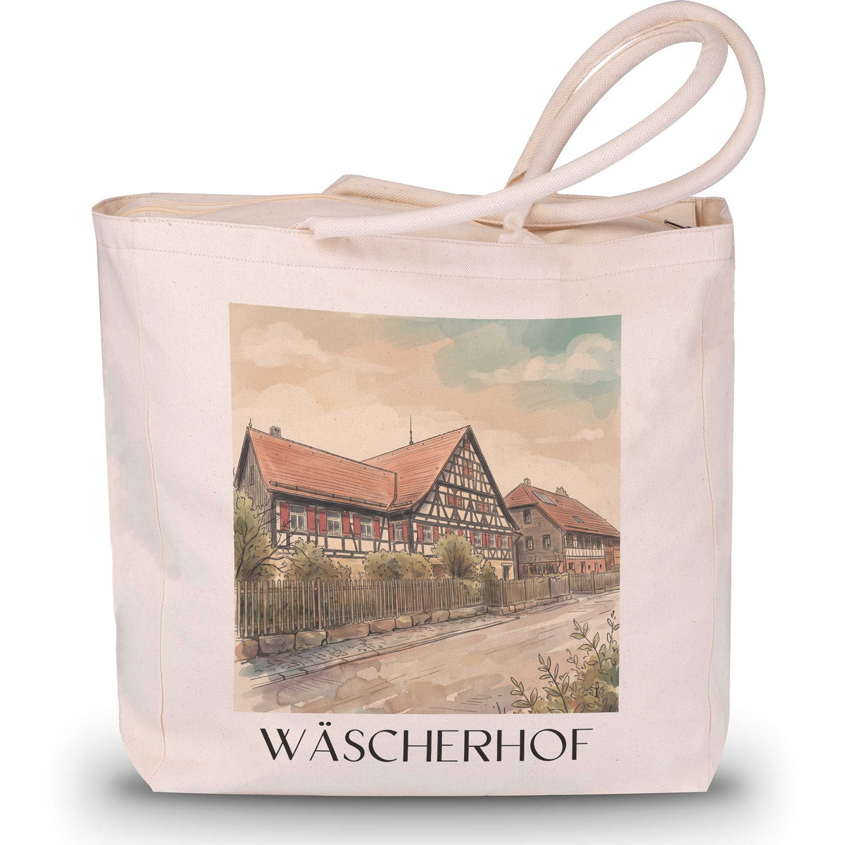 Wäscherhof Shopping Tasche - Schwäbische Alb - Deutschland Tote Bag - Einkaufstasche im Aquarell Stil - favplace