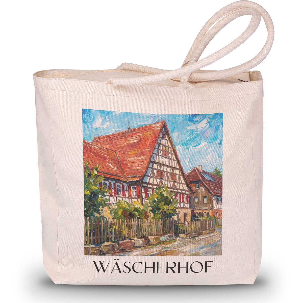 Wäscherhof Shopping Tasche - Schwäbische Alb - Deutschland Tote Bag - Einkaufstasche im Ölgemälde Stil - favplace