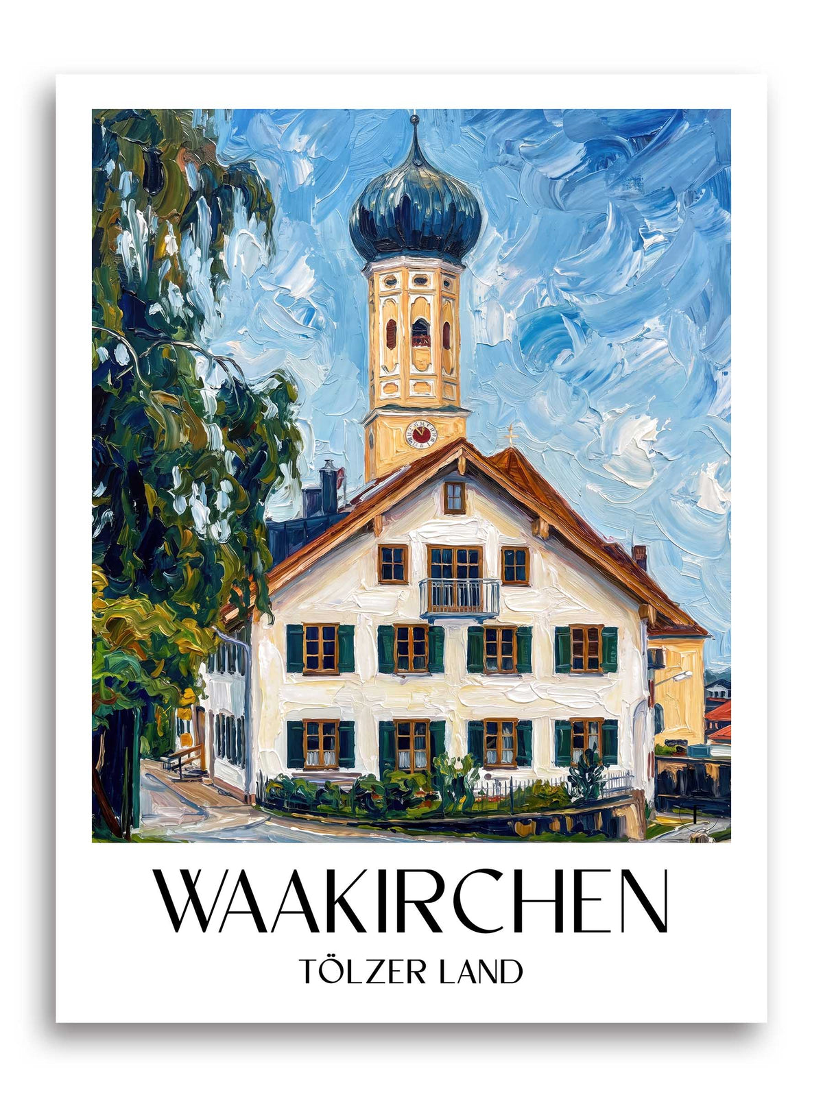Waakirchen Poster - Tölzer Land - Deutschland Kunstdruck - Ölgemälde von A4 bis A1 - favplace