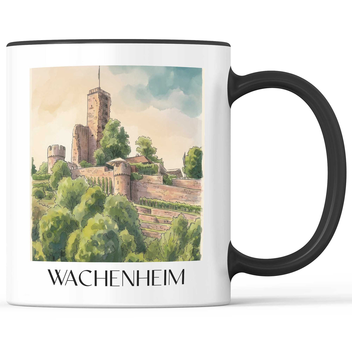 wachenheim-pfälzer-weinstraße-deutschland-kaffeebecher-aquarell