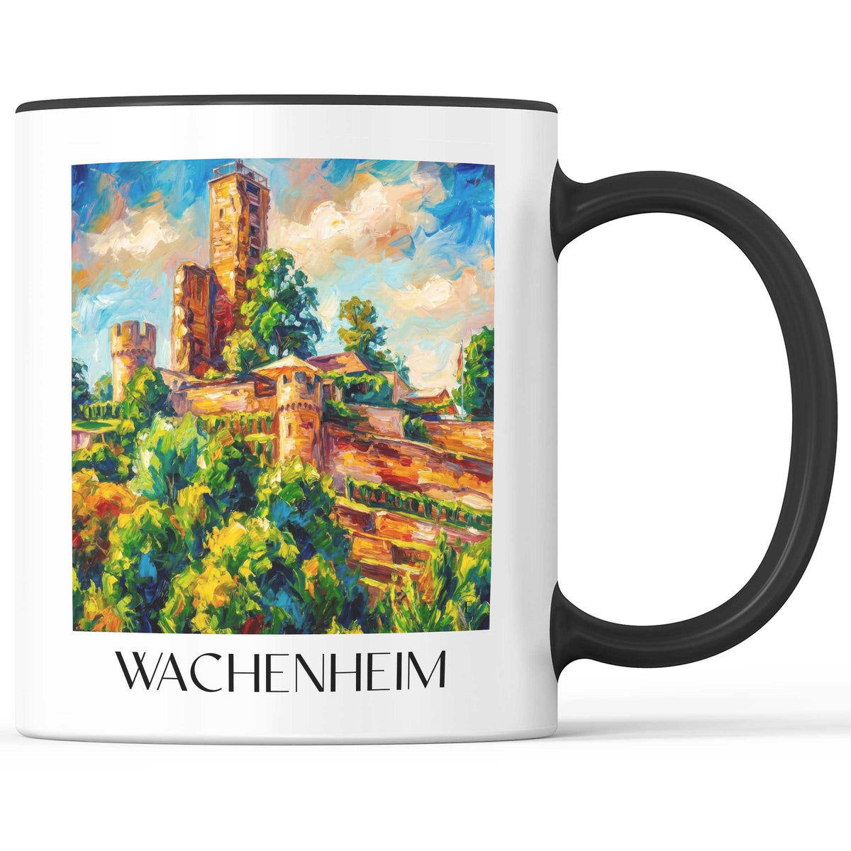 Wachenheim Kaffeebecher - Pfälzer Weinstraße - Deutschland Becher - Kaffeetasse im Ölgemälde Stil - favplace