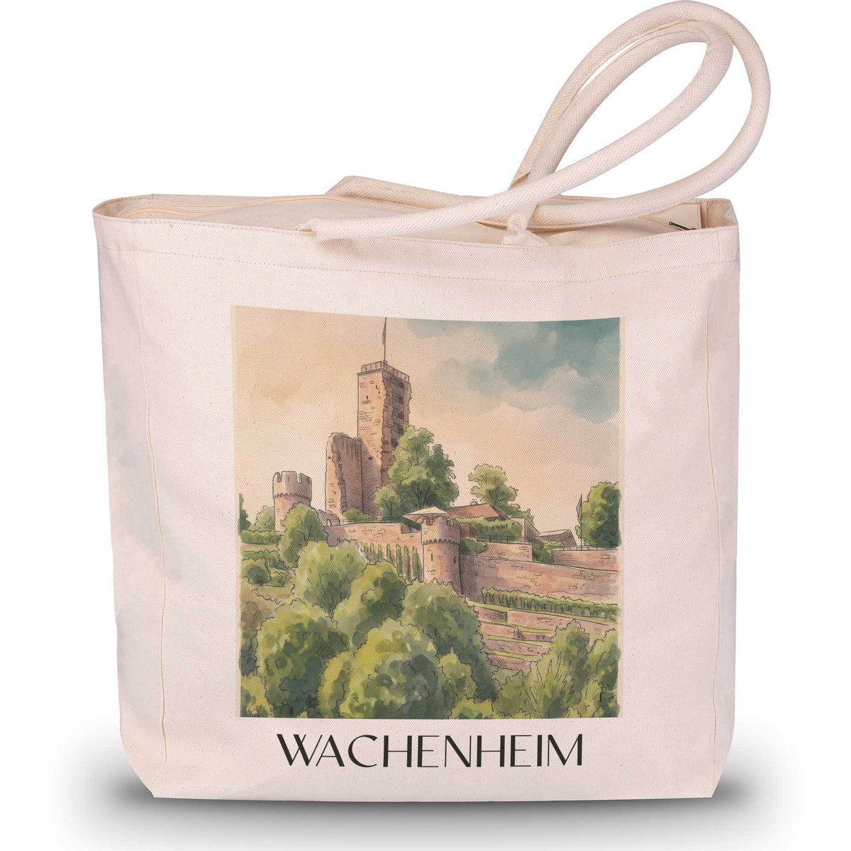 wachenheim-pfälzer-weinstraße-deutschland-einkaufstasche-aquarell