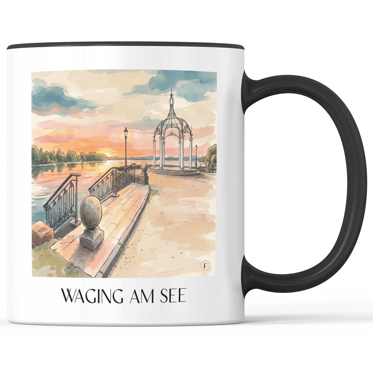 Waging am See Kaffeebecher - Chiemgau - Deutschland Becher - Kaffeetasse im Aquarell Stil - favplace