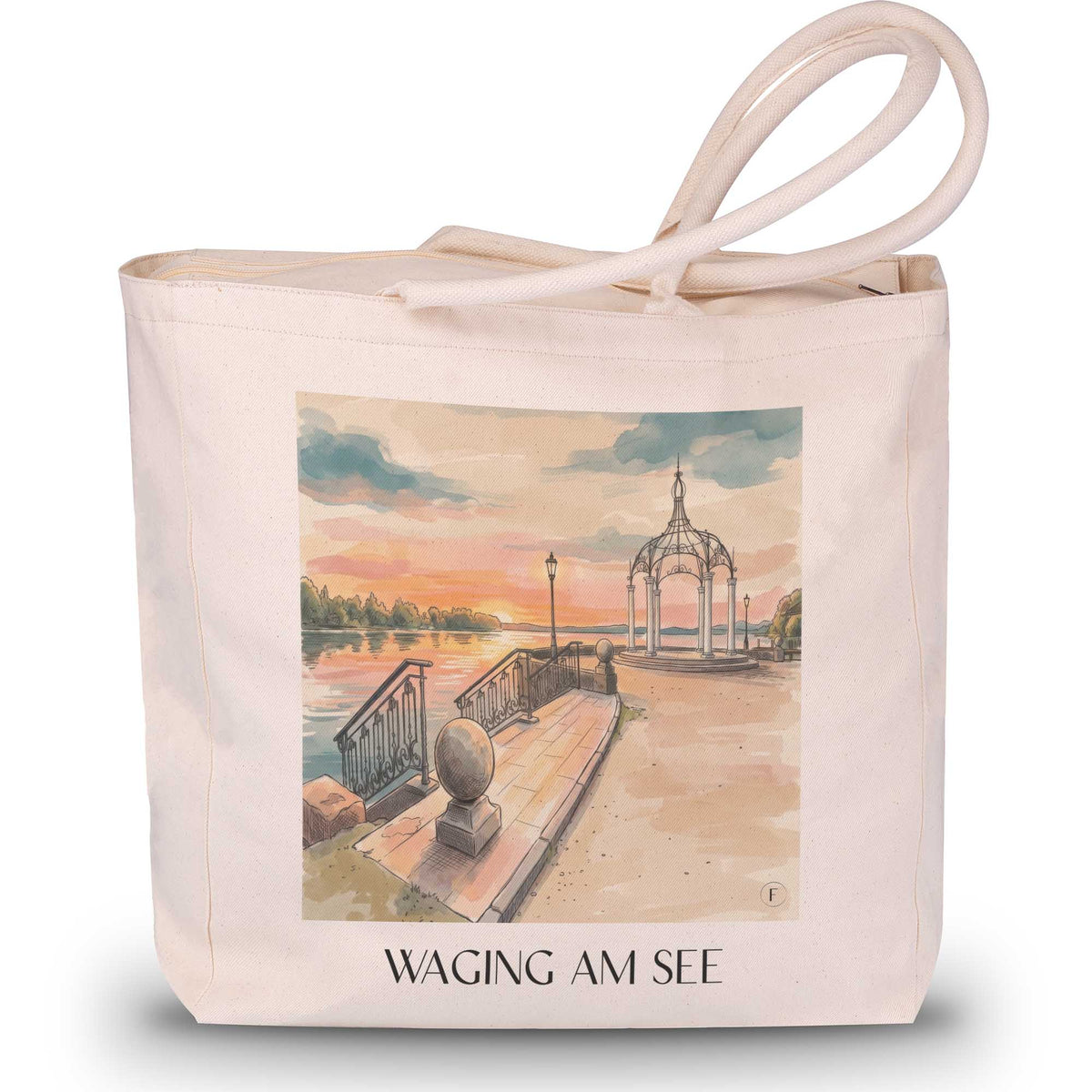 Waging am See Shopping Tasche - Chiemgau - Deutschland Tote Bag - Einkaufstasche im Aquarell Stil - favplace