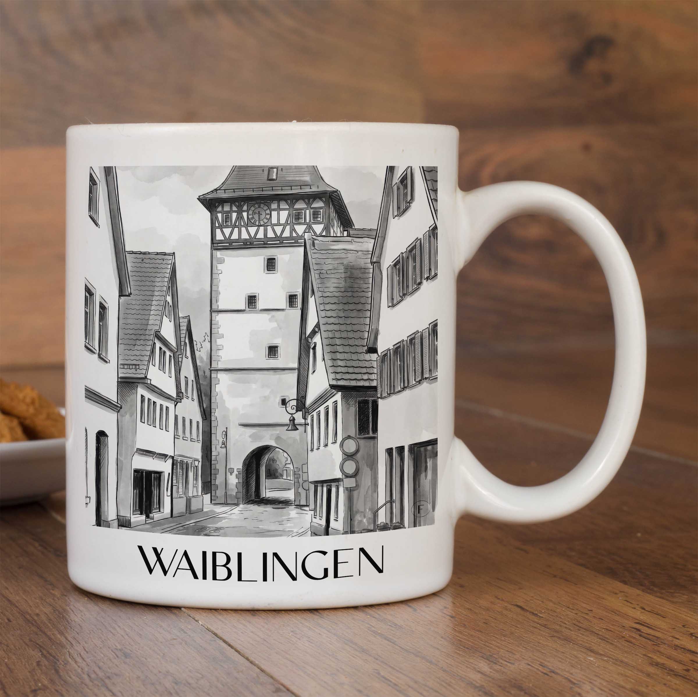 waiblingen-deutschland-kaffeebecher-aquarell-schwarz-weiss